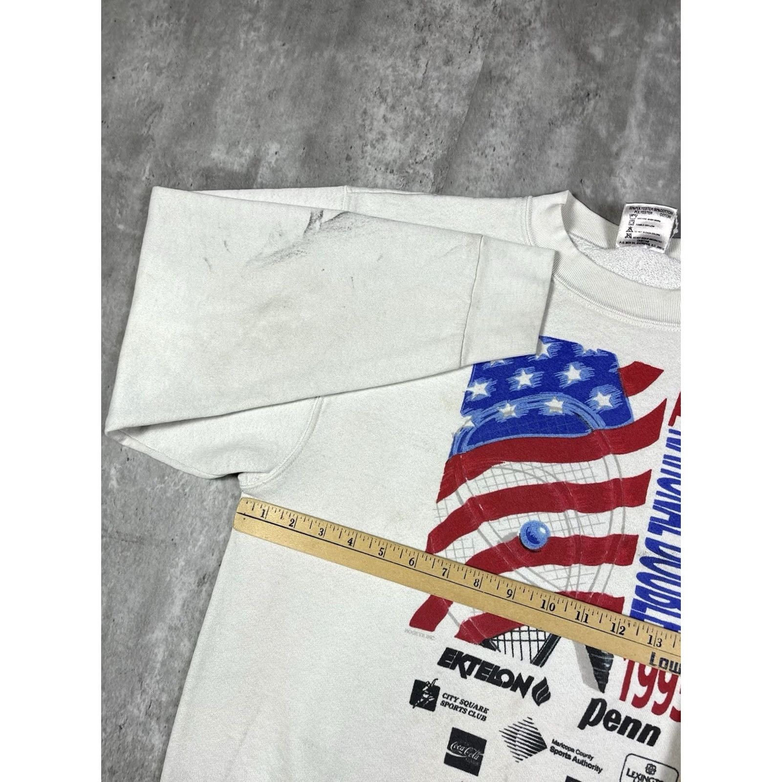 Vintage VINTAGE 90s Tennis National Championship Pullover Sweatshirt Mens Size L White Cotton Fleece Logo USA Retro 90s Size US XL / EU 56 / 4 - 7 Thumbnail