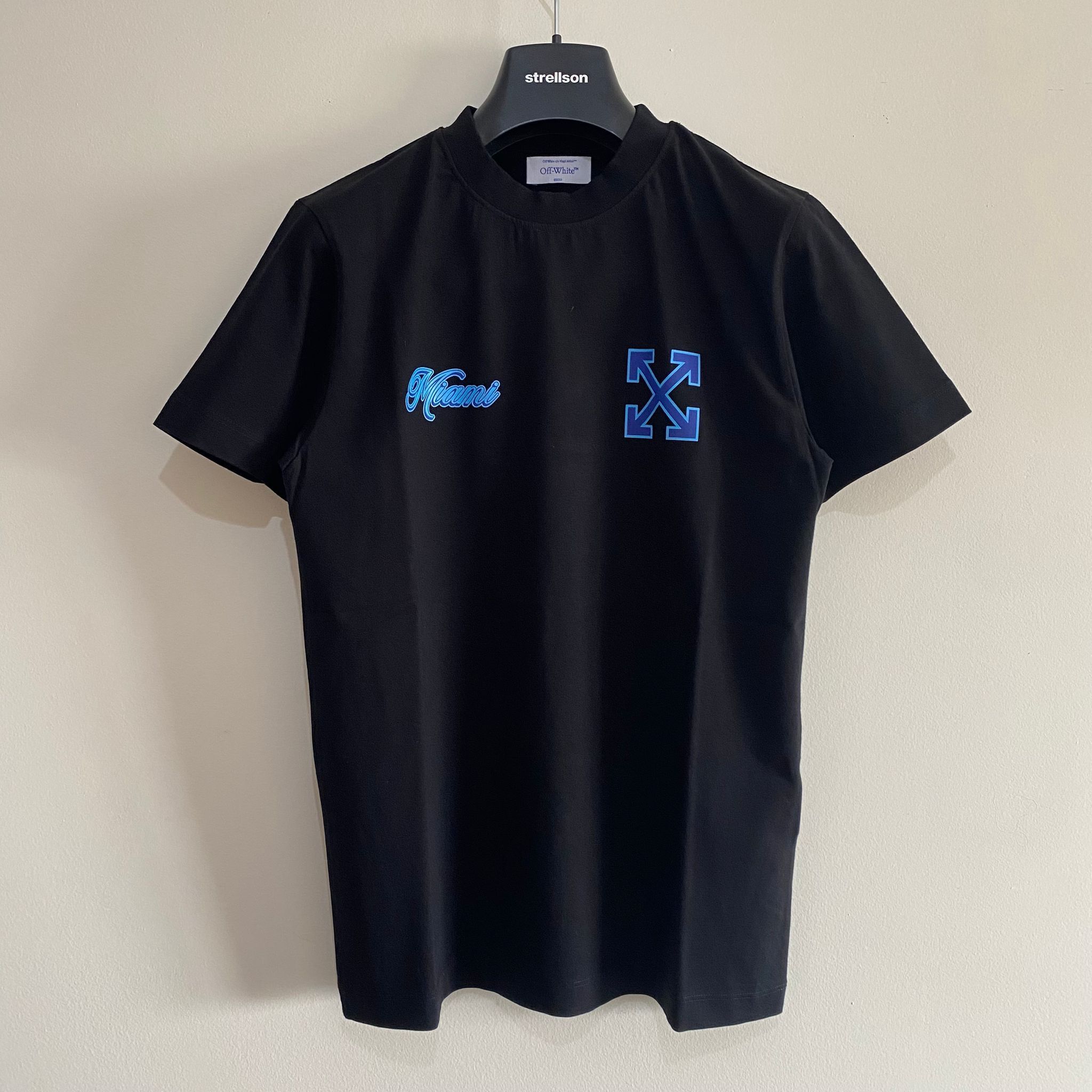 Off-White Black Blue Local Store "Miami" T-Shirt Size XXS / US 00 / IT 34 - 2 Thumbnail