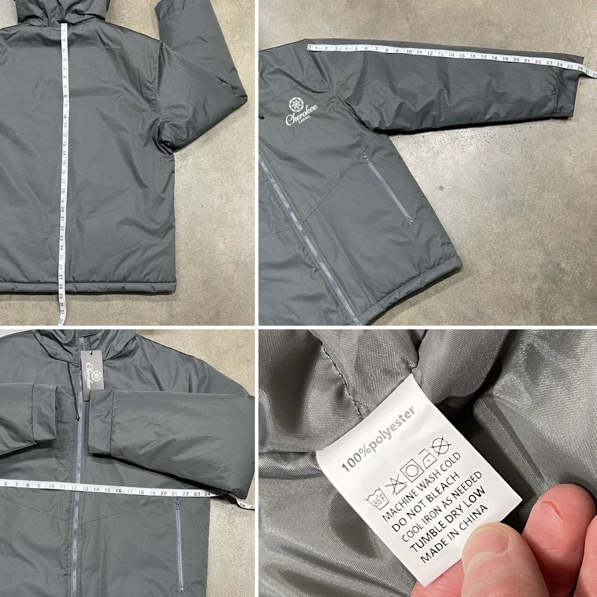 Cherokee Cherokee Casino Grey Puffer Jacket Quilted Hooded NWT Size US L / EU 52-54 / 3 - 7 Thumbnail