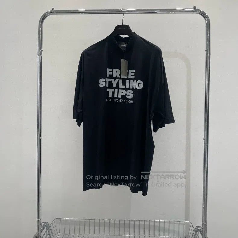 Balenciaga Balenciaga Phone Number Black Printed Logo Short Sleeve Size US M / EU 48-50 / 2 - 1 Thumbnail