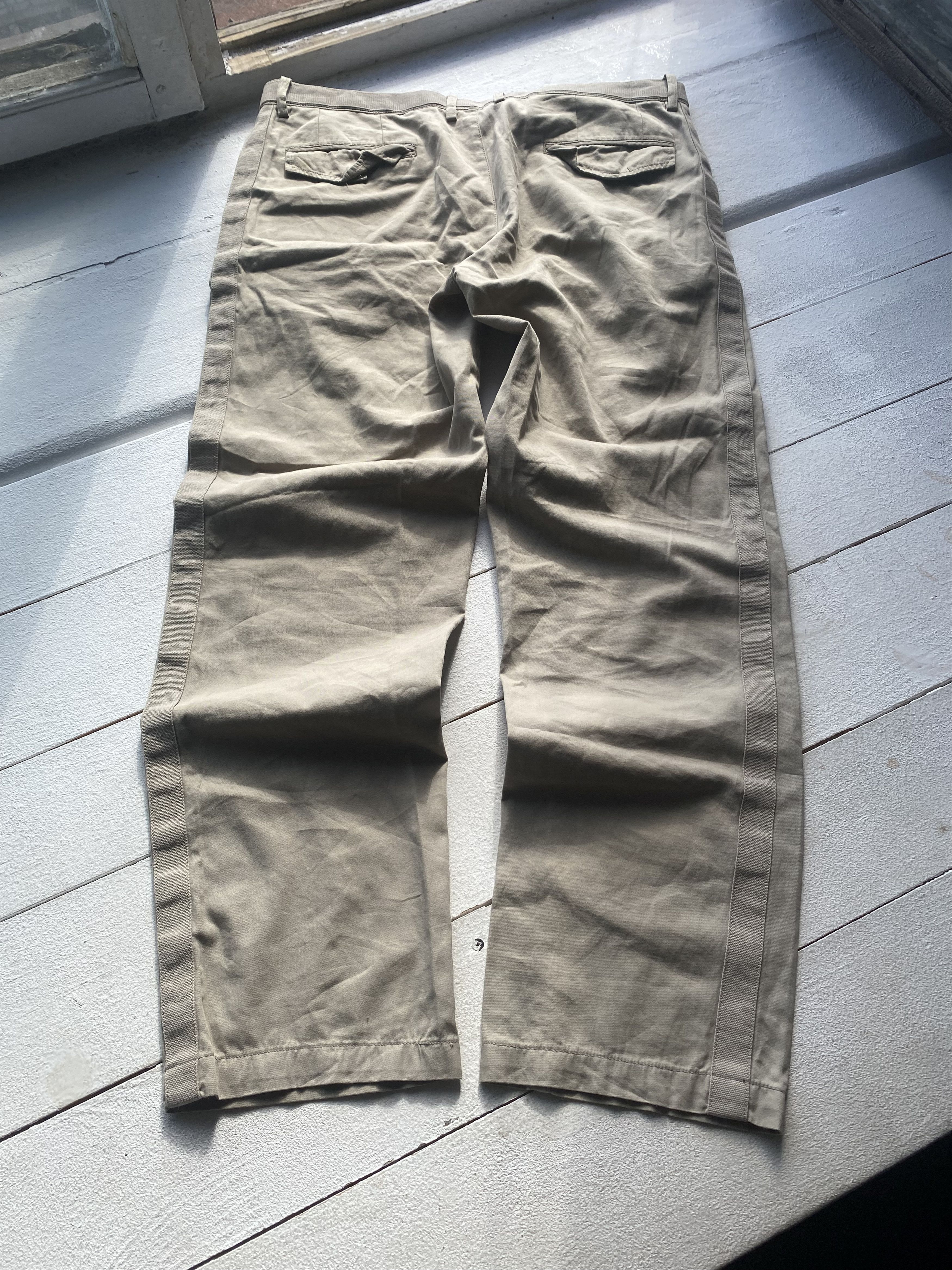 Dolce & Gabbana × Vintage 90s Dolce Gabbana Beige Striped Belted Designer Pants 34 Size US 34 / EU 50 - 3 Thumbnail