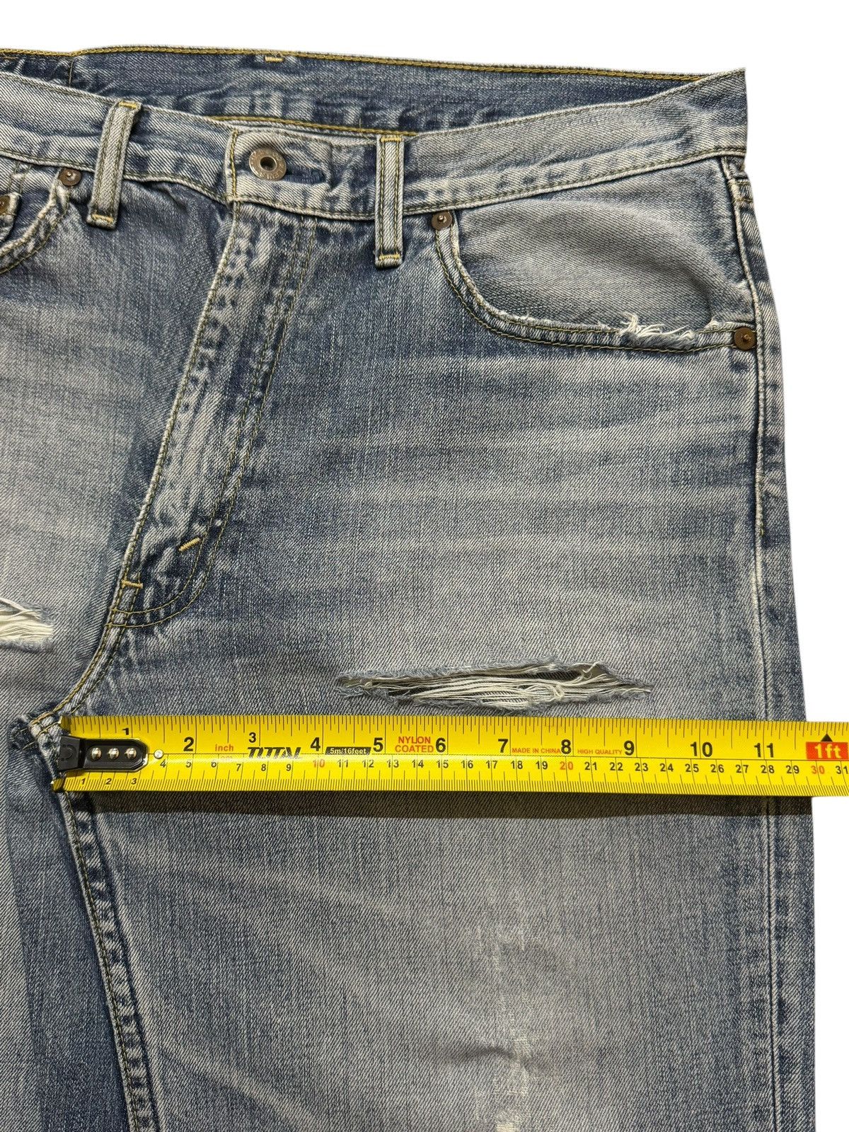 Levi's Vintage Levis 502 Blue Faded Wash Distressed Wide Leg Jeans Size US 33 - 12 Thumbnail