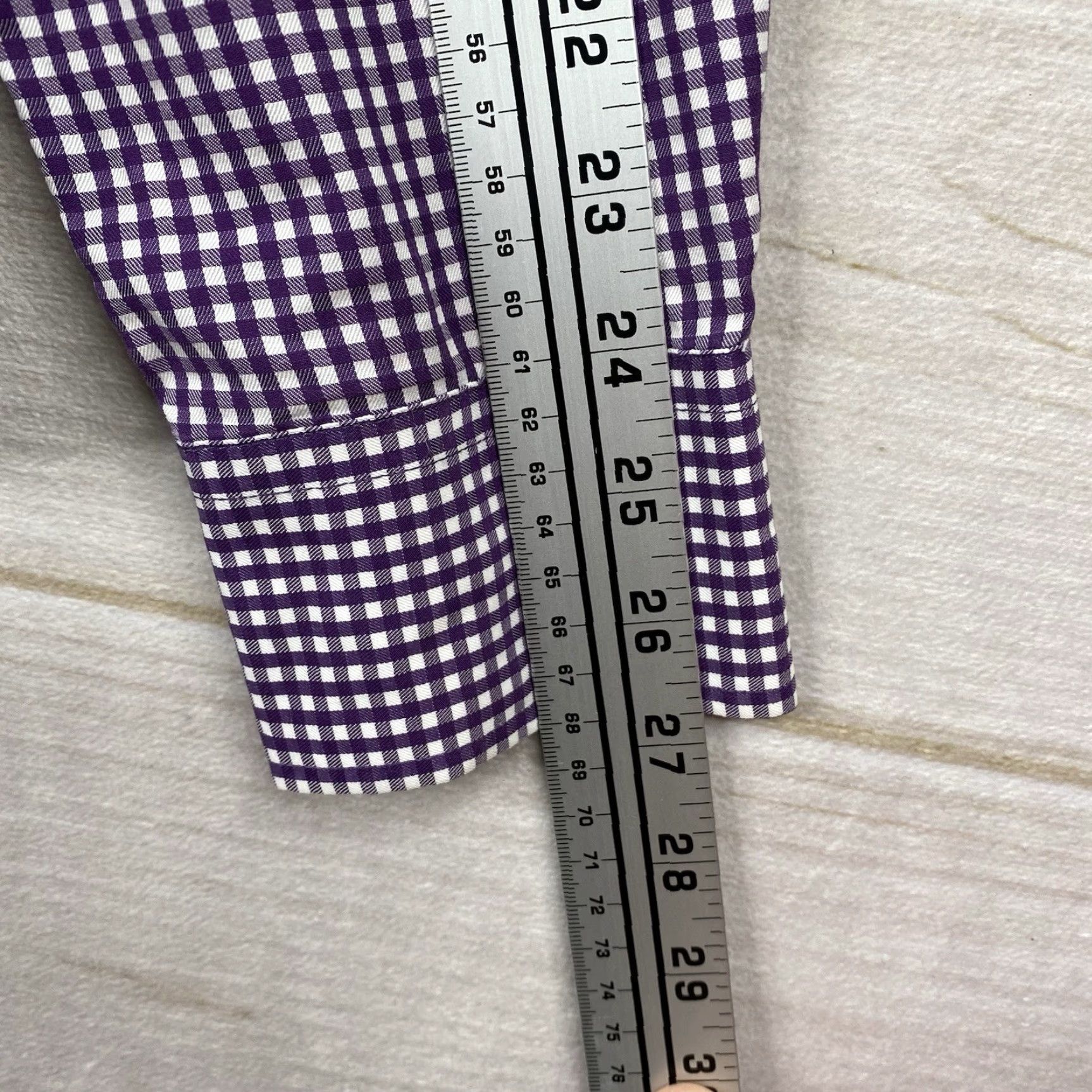 Vintage Sand Shirt Mens 42 Purple Checkered Long Sleeve Button-Up Collared Cotton button-up Size 42R - 7 Thumbnail