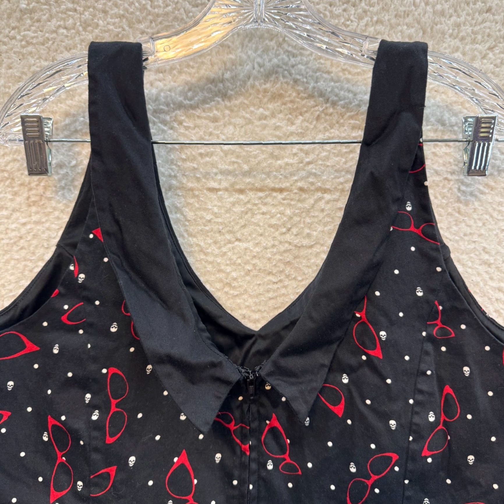 Vintage VINTAGE Y2K Midi Dress 18 XL Black Skull Polka Dot Goth Teacher Rockabilly Retro Dress Size XXL / US 16-18 / IT 52-54 - 4 Thumbnail