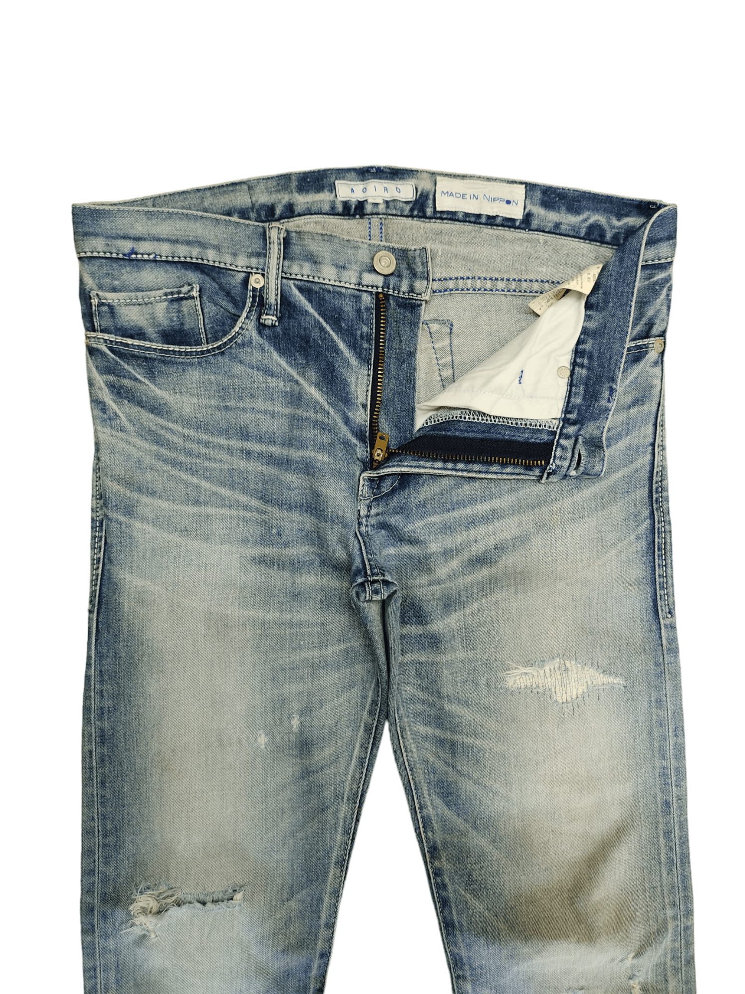semanticdesign Vintage Y2k Aoiro Japan Distress Faded Skinny Denim Pants Size US 32 / EU 48 - 11 Thumbnail