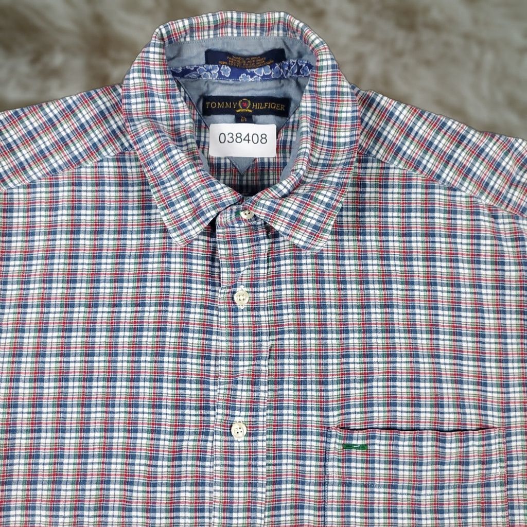 Tommy Hilfiger Tommy Hilfiger Shirt Mens Large Blue Red Plaid Button Up Short Sleeve Shirt Size US L / EU 52-54 / 3 - 1 Thumbnail