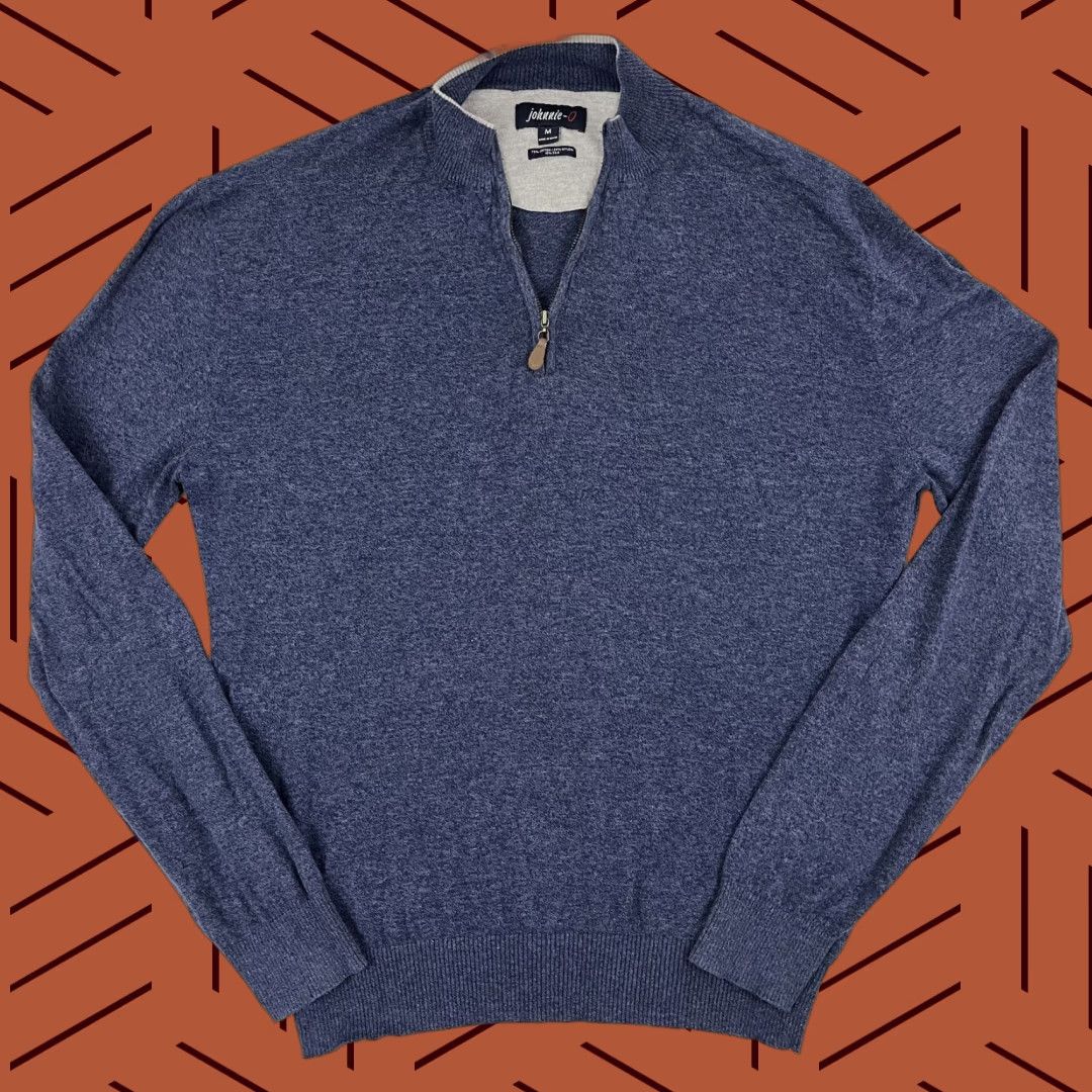 johnnie-O VINTAGE Johnnie O Bailey Pullover Mens Medium Blue Silk Blend Golf Quarter Zip Preppy Size US M / EU 48-50 / 2 - 1 Thumbnail