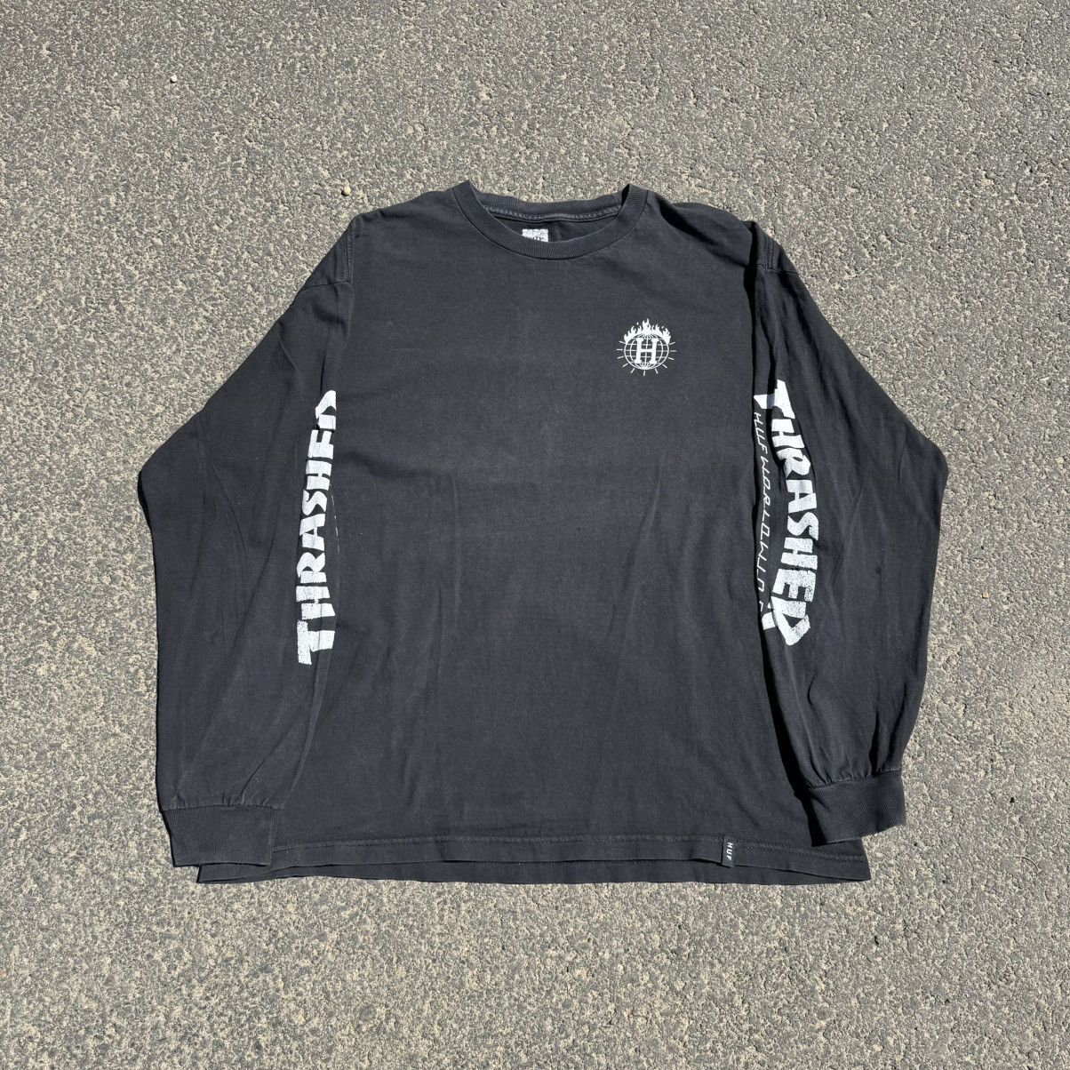 Huf × Thrasher HUF x Thrasher Washed Thrashed Longsleeve Tshirt Skate Size US XL / EU 56 / 4 - 3 Thumbnail