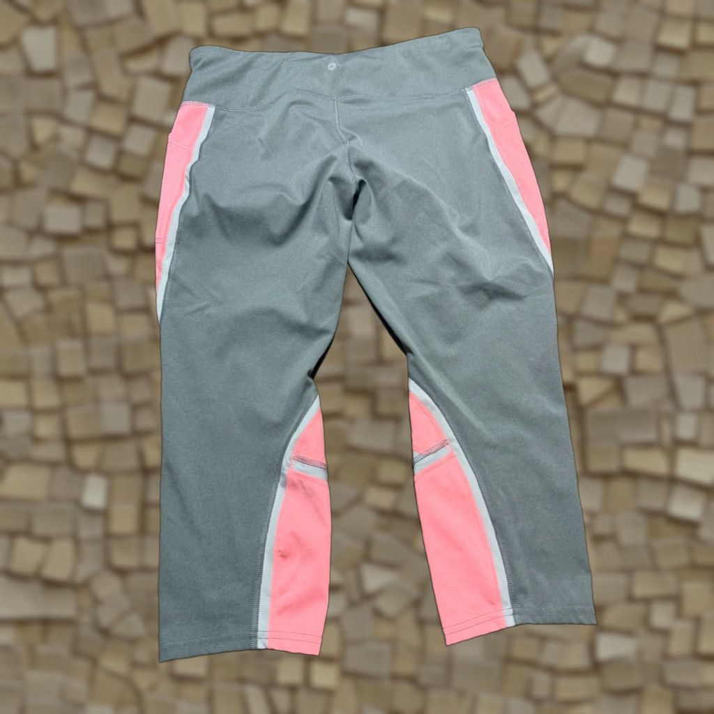 Avia AVIA Leggings, Women's XL, Cropped, Grey Pink, Athletic Wear, High Rise, Yoga, Regular, Casual, Activewear, Pants, Modern, Fall Spring Summer, Womens Size 40" / US 18 - 1 Thumbnail