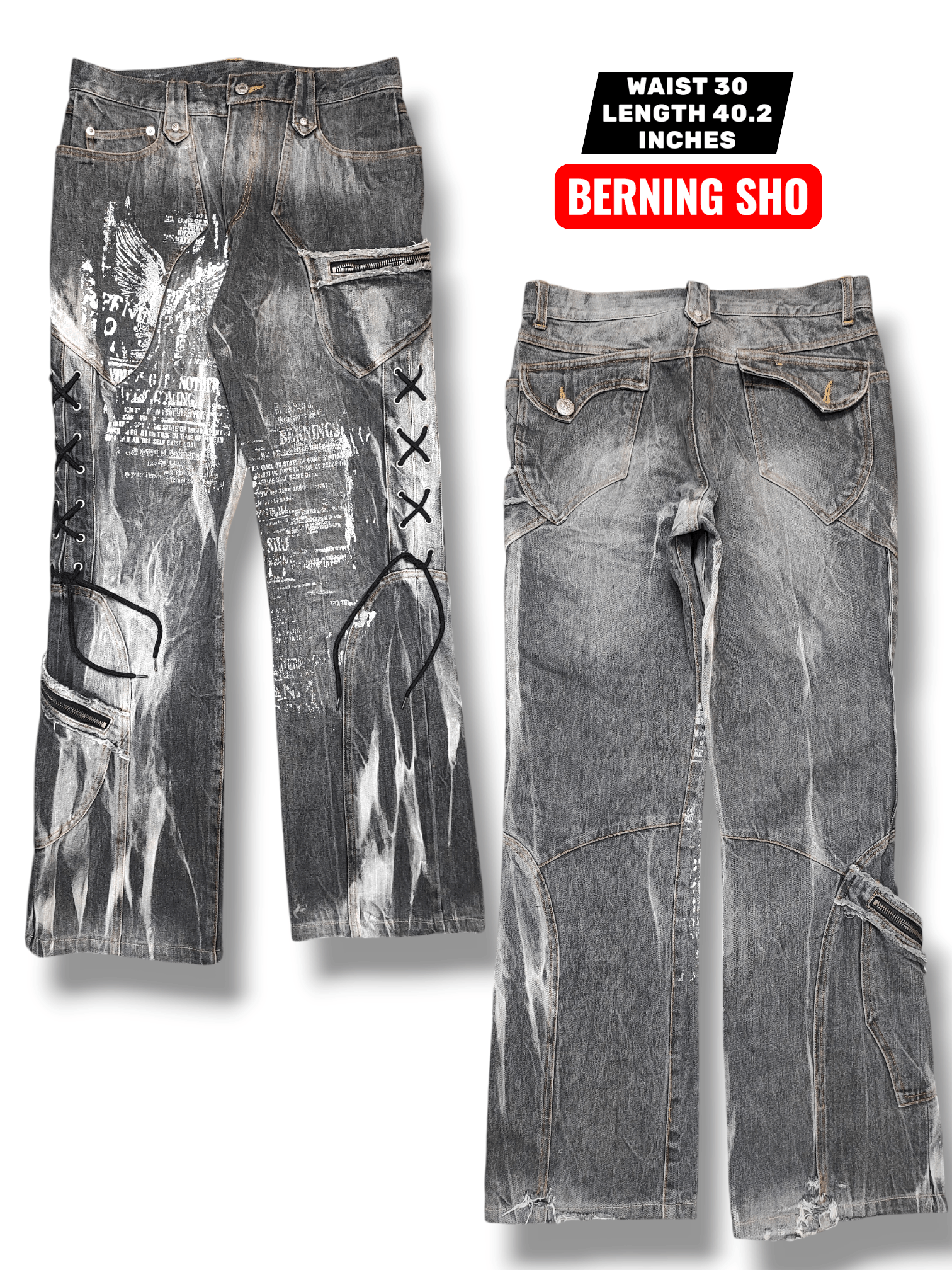 Undercover Berning Sho Bondage Punk Laced Denim Flares Size US 30 / EU 46 - 1 Thumbnail