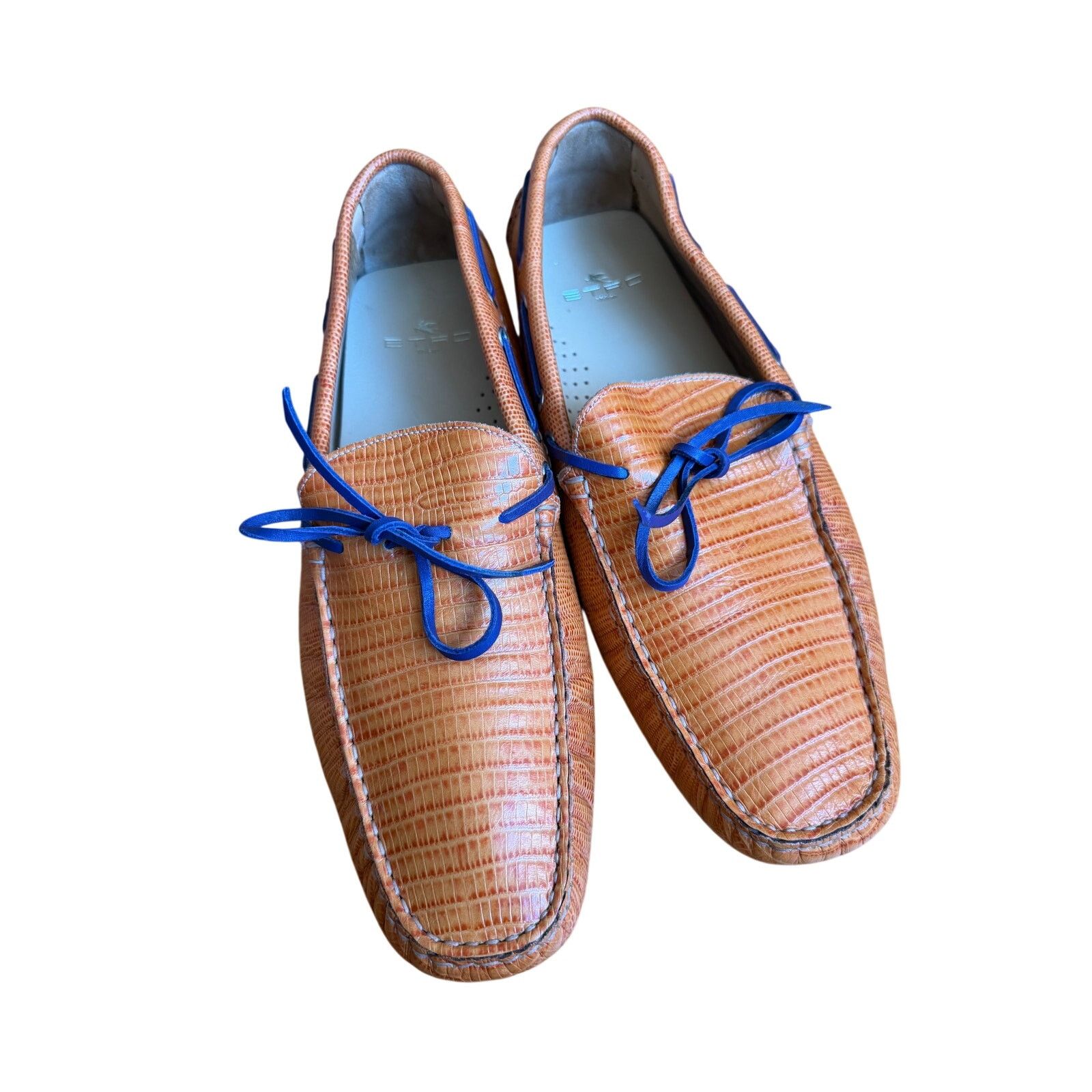Etro Etro Cognac Embossed Leather Drivers Loafers Size US 12 / EU 45 - 1 Thumbnail