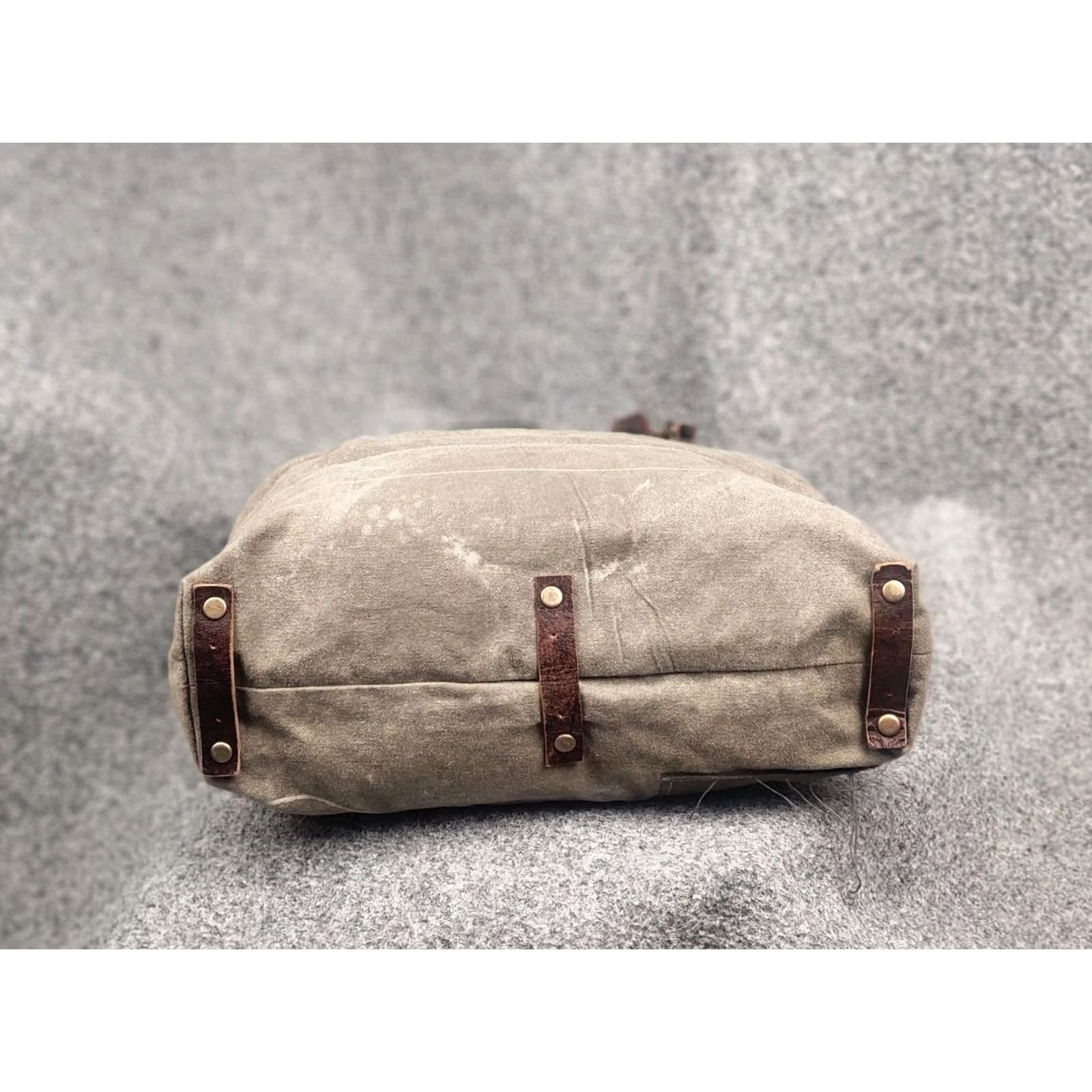 Vintage Myra India Design Vintage Leather & Canvas Tote Shoulder Bag Medium Beige Women Handbag 90s Army Art Brand Myra Mens Womens Girls Size ONE SIZE - 7 Thumbnail