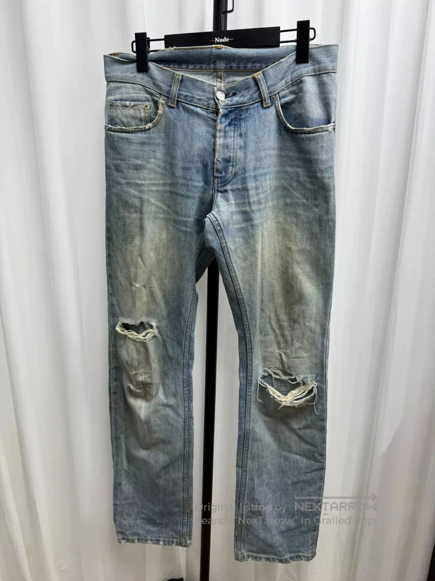 Helmut Lang classic washed denim pants with distressing. Size US 30 / EU 46 - 1 Thumbnail