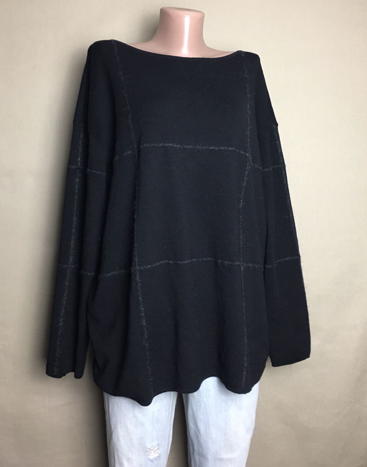 Annette Gortz Annette Gortz Black Merino Wool Mohair Trim Jumper Size L Size L / US 10 / IT 46 - 2 Thumbnail
