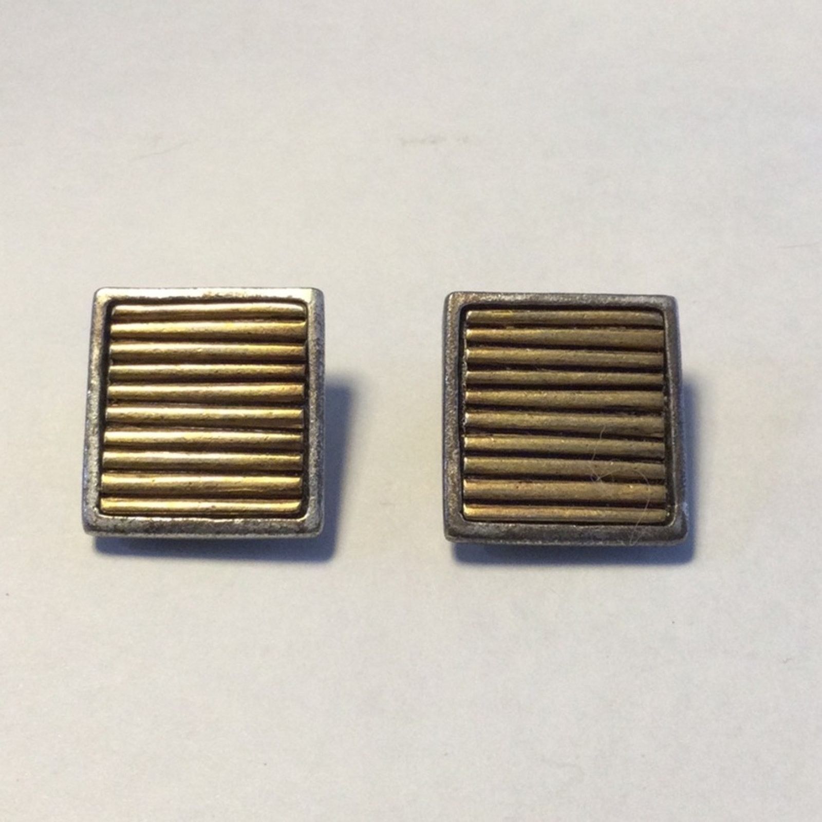 Other Chico's Vintage Gold & Silver Tone Square Clip-On Earrings Size ONE SIZE - 1 Thumbnail