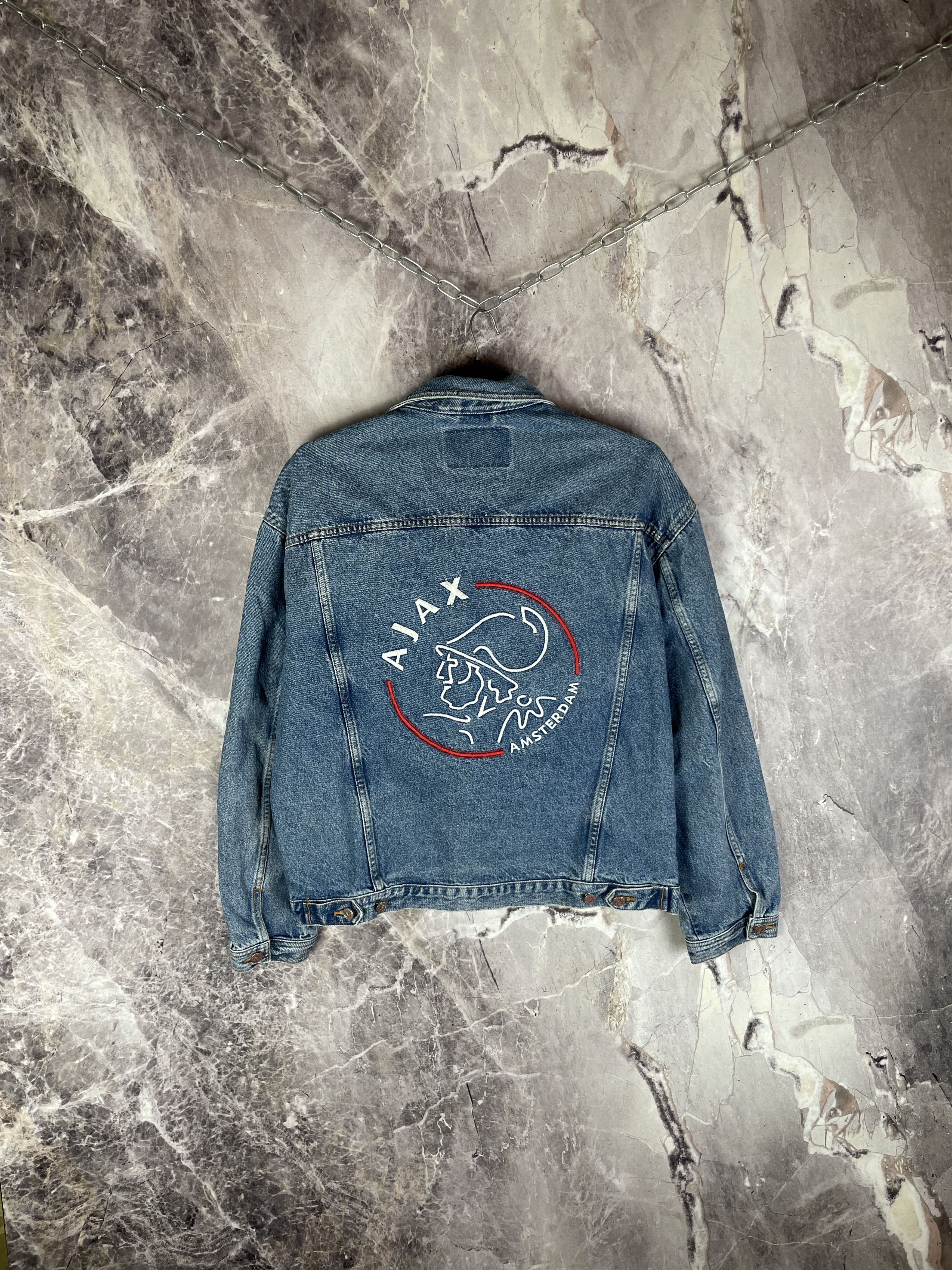 Vintage Vintage Ajax Denim Jacket Soccer 90s Size US XL / EU 56 / 4 - 1 Thumbnail