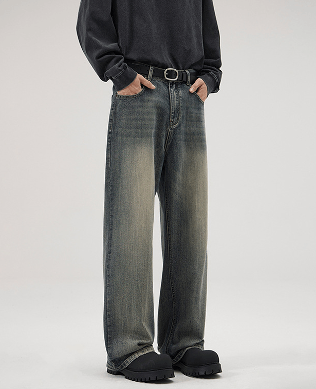 Japanese Brand × Jean Men's washed distressed loose wide-leg baggy jeans Size US 32 / EU 48 - 4 Thumbnail