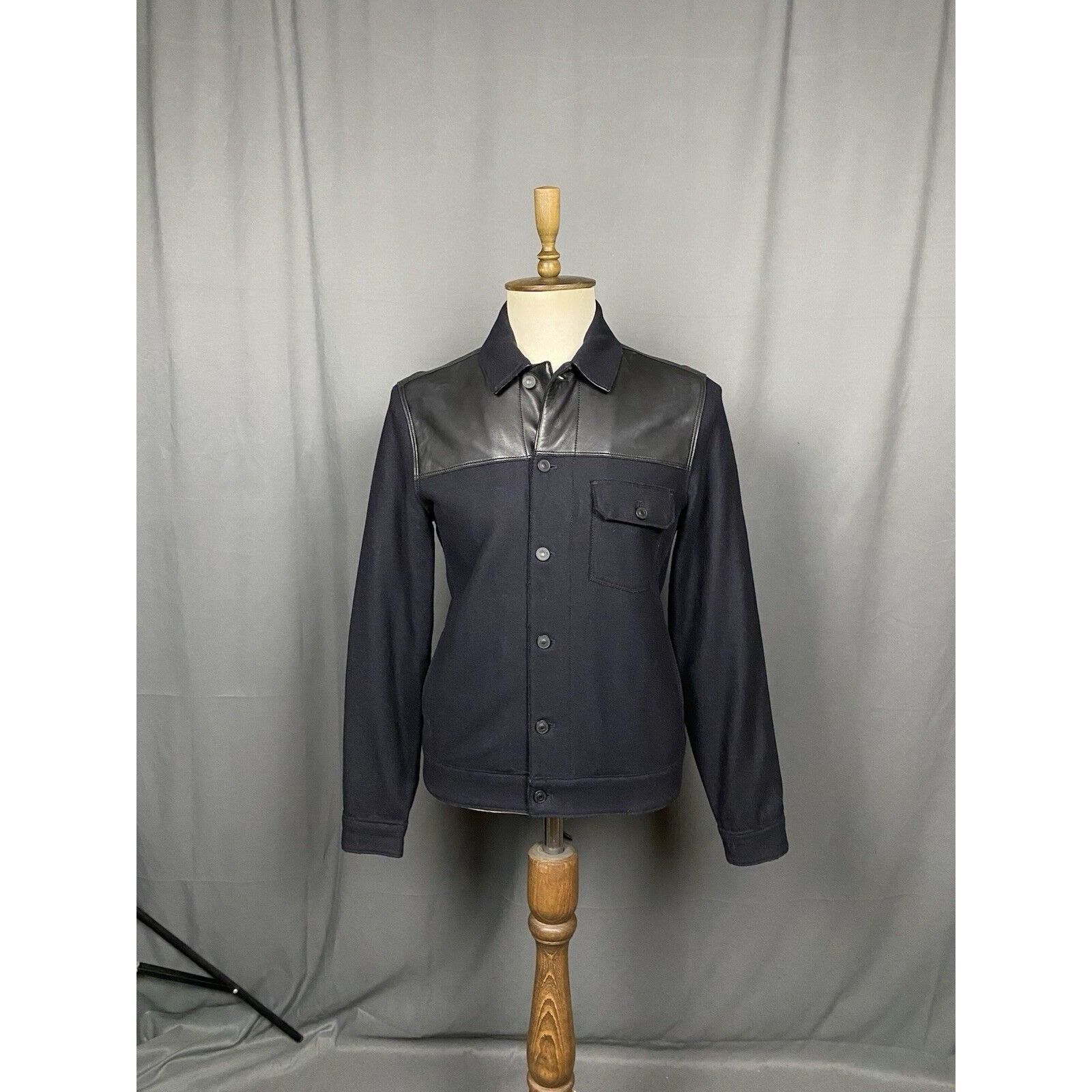Allsaints MINT! AllSaints Dixon Men's Black Wool Leather Jacket Size M Size US M / EU 48-50 / 2 - 3 Thumbnail