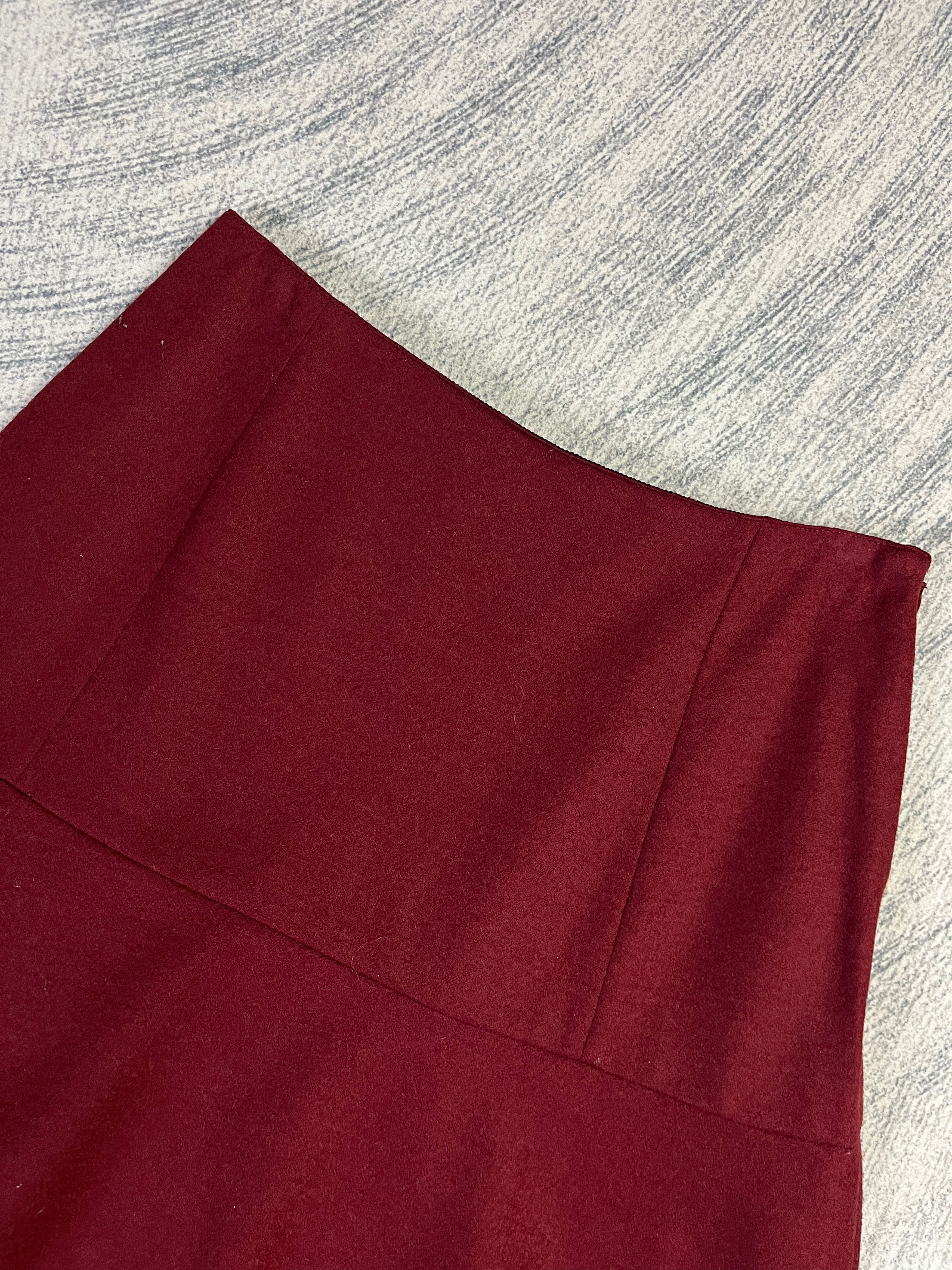 Yohji Yamamoto Ined Red Wool Skirt Size 26" / US 2 / IT 38 - 2 Thumbnail