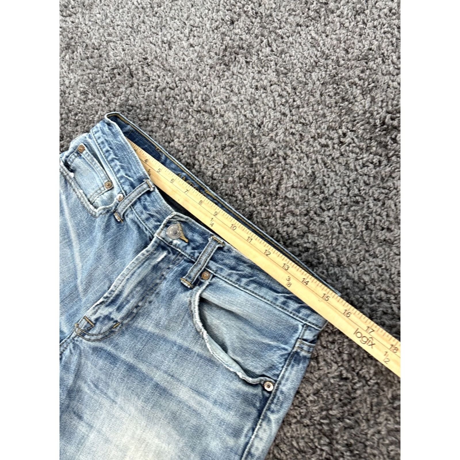 American Eagle Outfitters VINTAGE American Eagle Jeans Mens 30x29 Straight Distressed Light Wash Whiskered Blue Cotton Jeans Mens 30 Regular Inseam 29 in Distressed Zip Mens Size US 30 / EU 46 - 4 Thumbnail