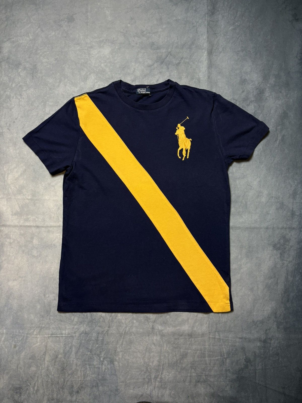Designer × Polo Ralph Lauren × Vintage Ralph Lauren Sash Tee Navy / Yellow – Big Pony – Size M Size US M / EU 48-50 / 2 - 1 Thumbnail