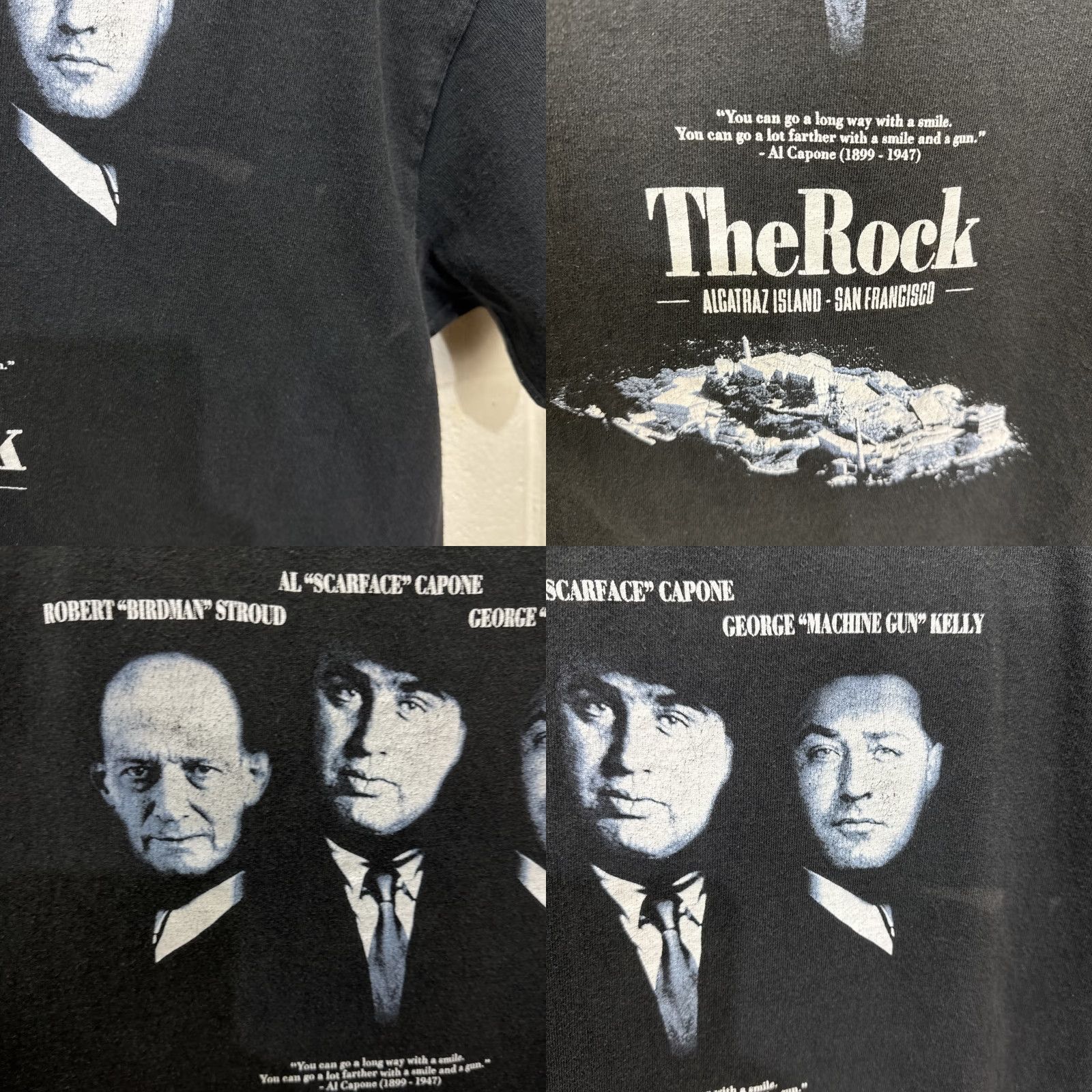 Delta VINTAGE The Rock Alcatraz Al Capone Machine Gun Kelly T Shirt Men Large Black 20s Mobster Movie Promo Size US L / EU 52-54 / 3 - 7 Thumbnail