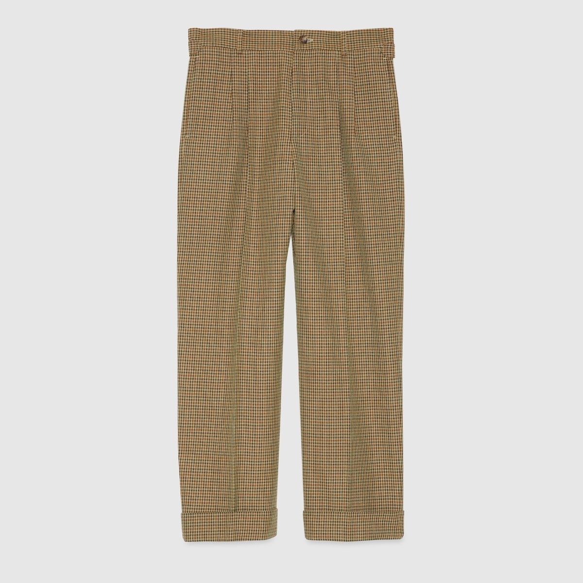 Gucci o1loc1c0925 Check Wool Pant With Patch in Brown Size US 30 / EU 46 - 1 Thumbnail