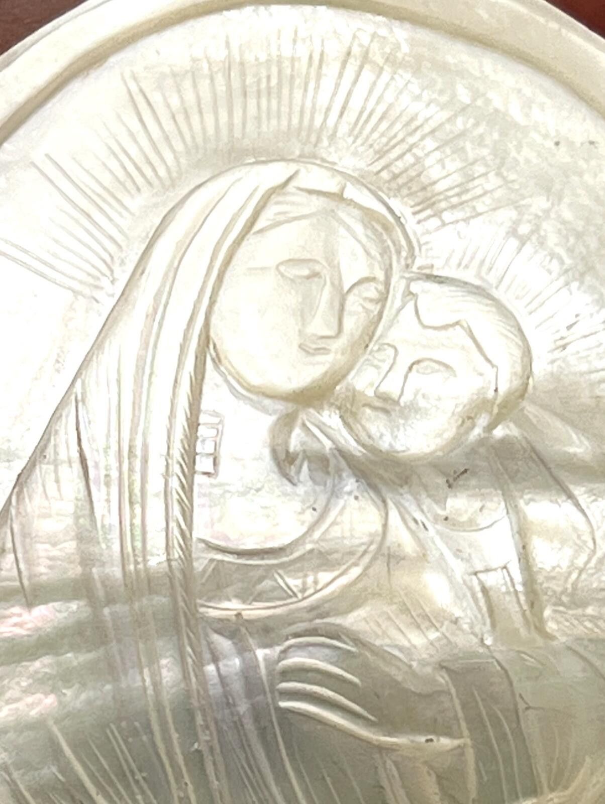Other Antique Large Carved MOP/MOC Mary/Jesus Sterling Pendant Size ONE SIZE - 2 Thumbnail