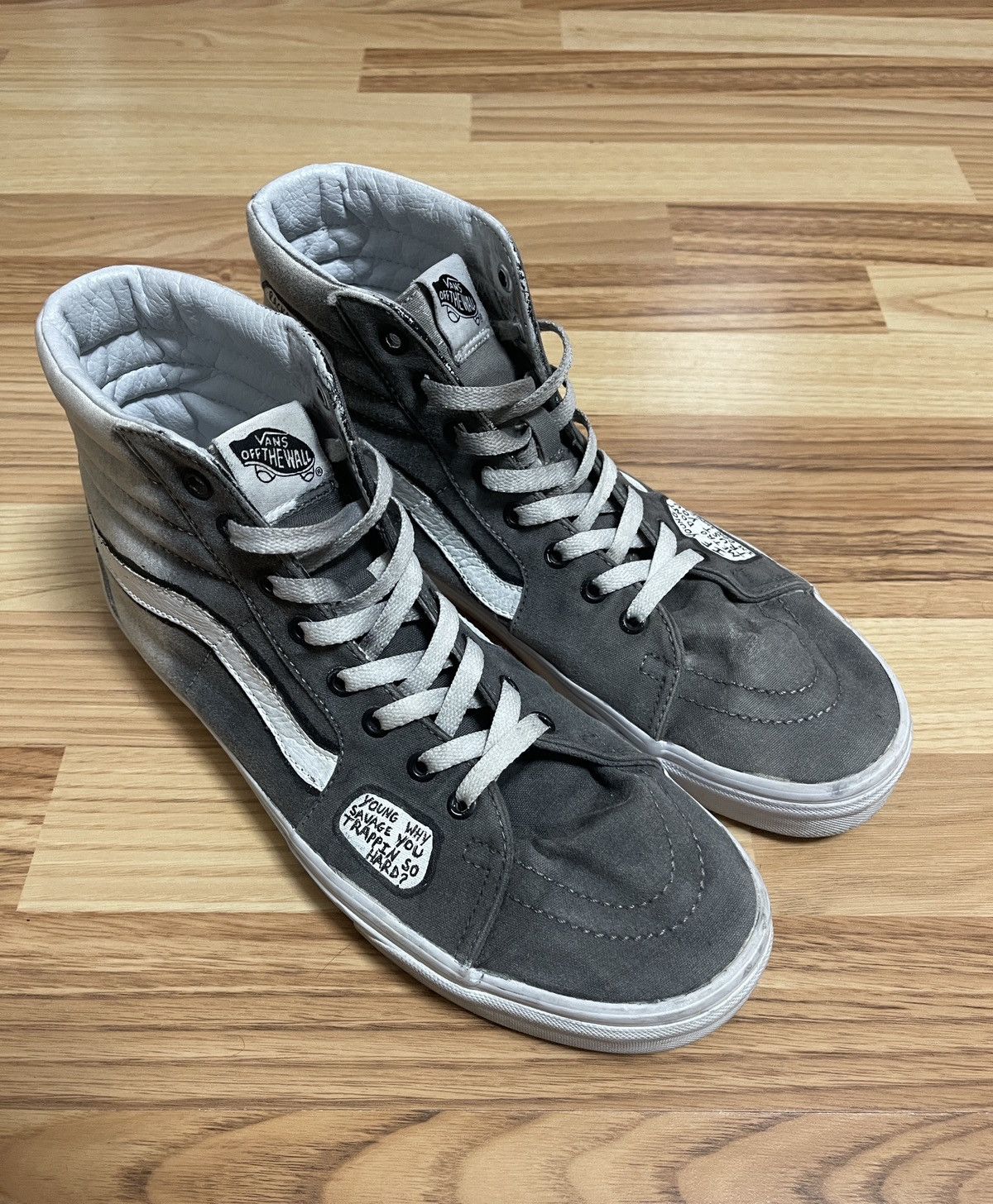 I Ain't Dead Yet × Vans Malik Morillo Custom 1/1 Vans Sk8 Hi Rap Lyrics Sneakers Size US 10.5 / EU 43-44 - 3 Thumbnail