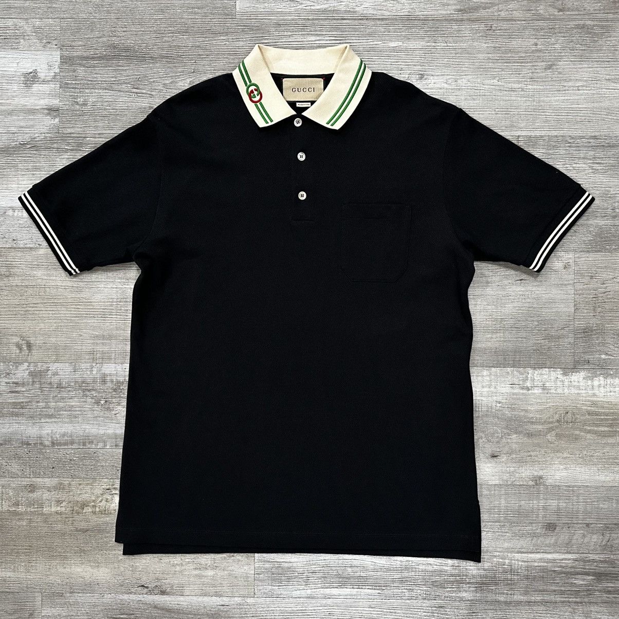 Gucci GUCCI BLACK INTERLOCKING GG POCKET POLO SIZE LARGE Size US L / EU 52-54 / 3 - 1 Thumbnail