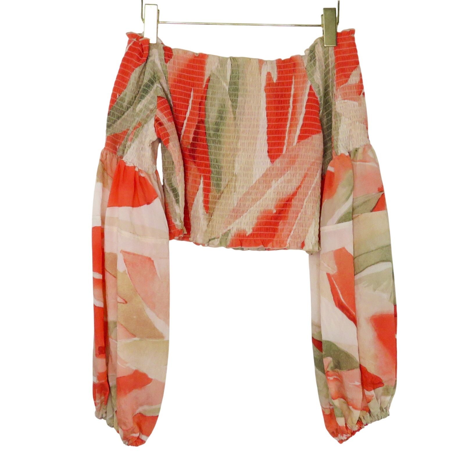 H&M H&M Smocked Off the Shoulder Top Cropped Floral Medium Size M / US 6-8 / IT 42-44 - 6 Thumbnail