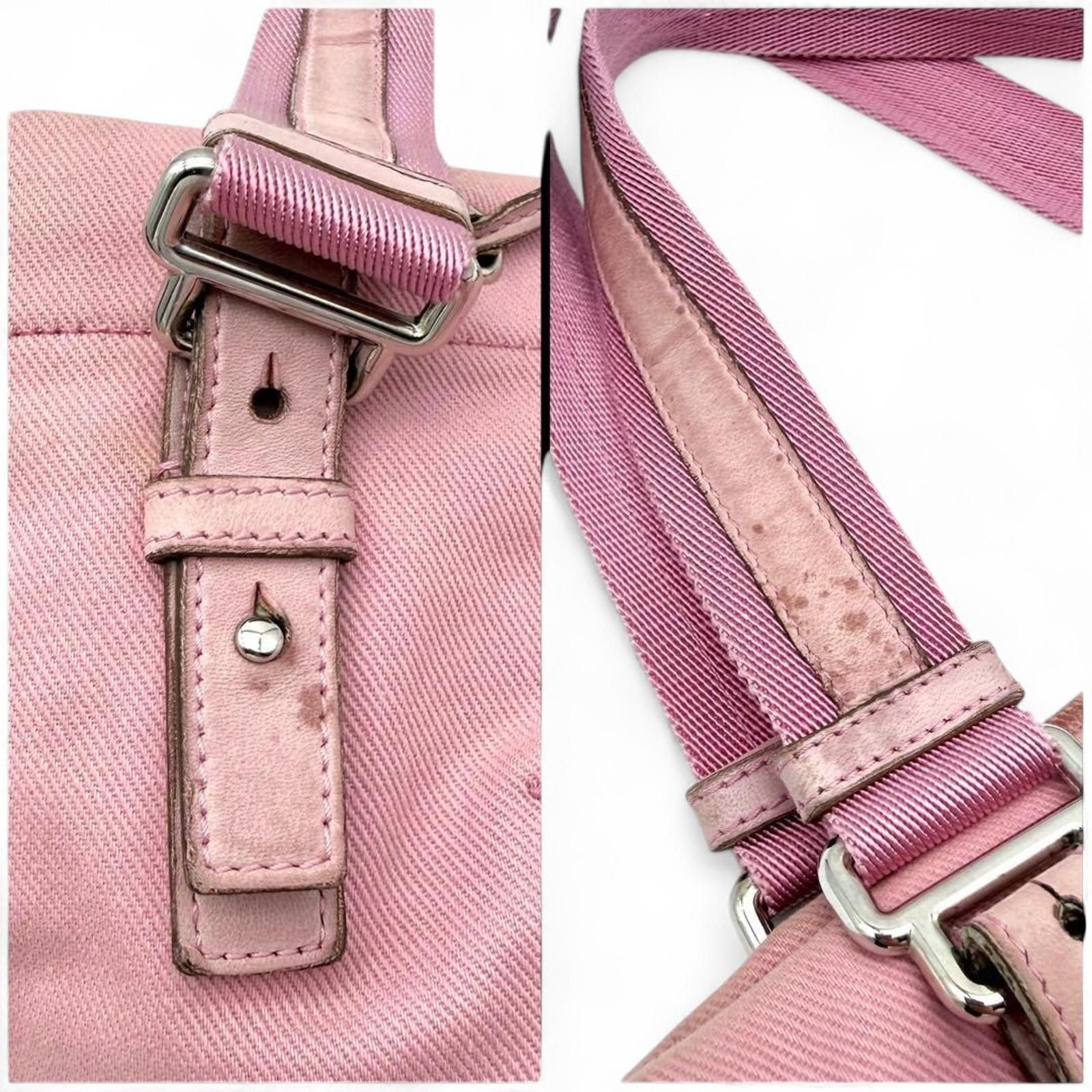 Yves Saint Laurent Saint Laurent - Pink Canvas Tote Bag Leather Trim Size ONE SIZE - 9 Thumbnail