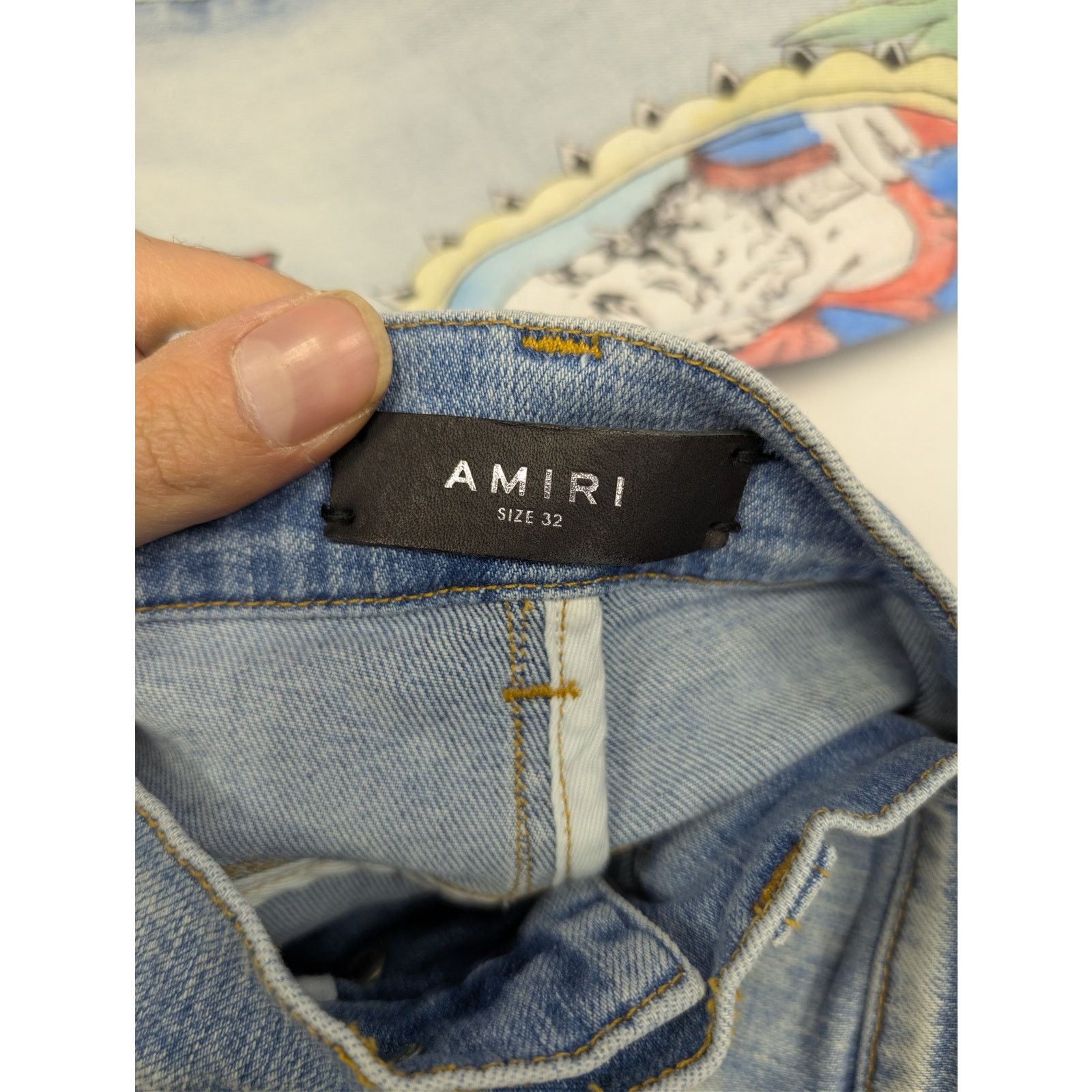 Amiri o1rshd1 Zig Zag Jean Denim Jeans in Light Indigo Size US 32 / EU 48 - 19 Thumbnail