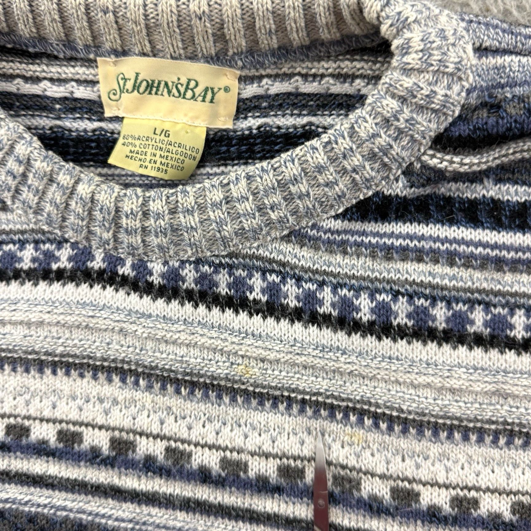 Vintage VINTAGE St Johns Bay Sweater Mens Large Gray Knit Grandpa 90s Nordic Pullover Size US L / EU 52-54 / 3 - 7 Thumbnail