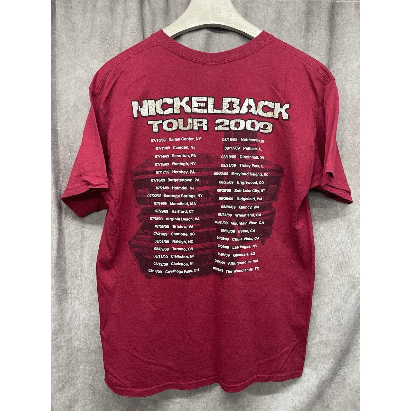 Gildan NICKELBACK 2009 TOUR SHIRT DARK HORSE NORTH AMERICAN MAROON Size US L / EU 52-54 / 3 - 6 Thumbnail