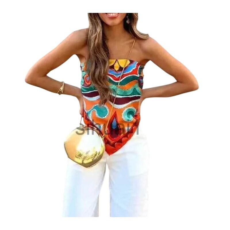 Other Commense Off Shoulder Asymmetric Print Bandana Crop Top Size M / US 6-8 / IT 42-44 - 4 Thumbnail