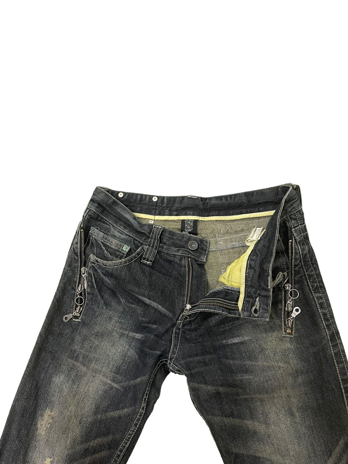 Japanese Brand Flare Jeans Semantic Design Faded Distress Boot Cut 8🟦8 Size US 31 - 11 Thumbnail