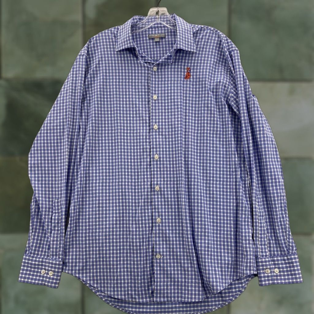 Peter Millar Peter Millar Button-Up Shirt Mens Size Large Blue Plaid Long Sleeve Size US L / EU 52-54 / 3 - 1 Thumbnail