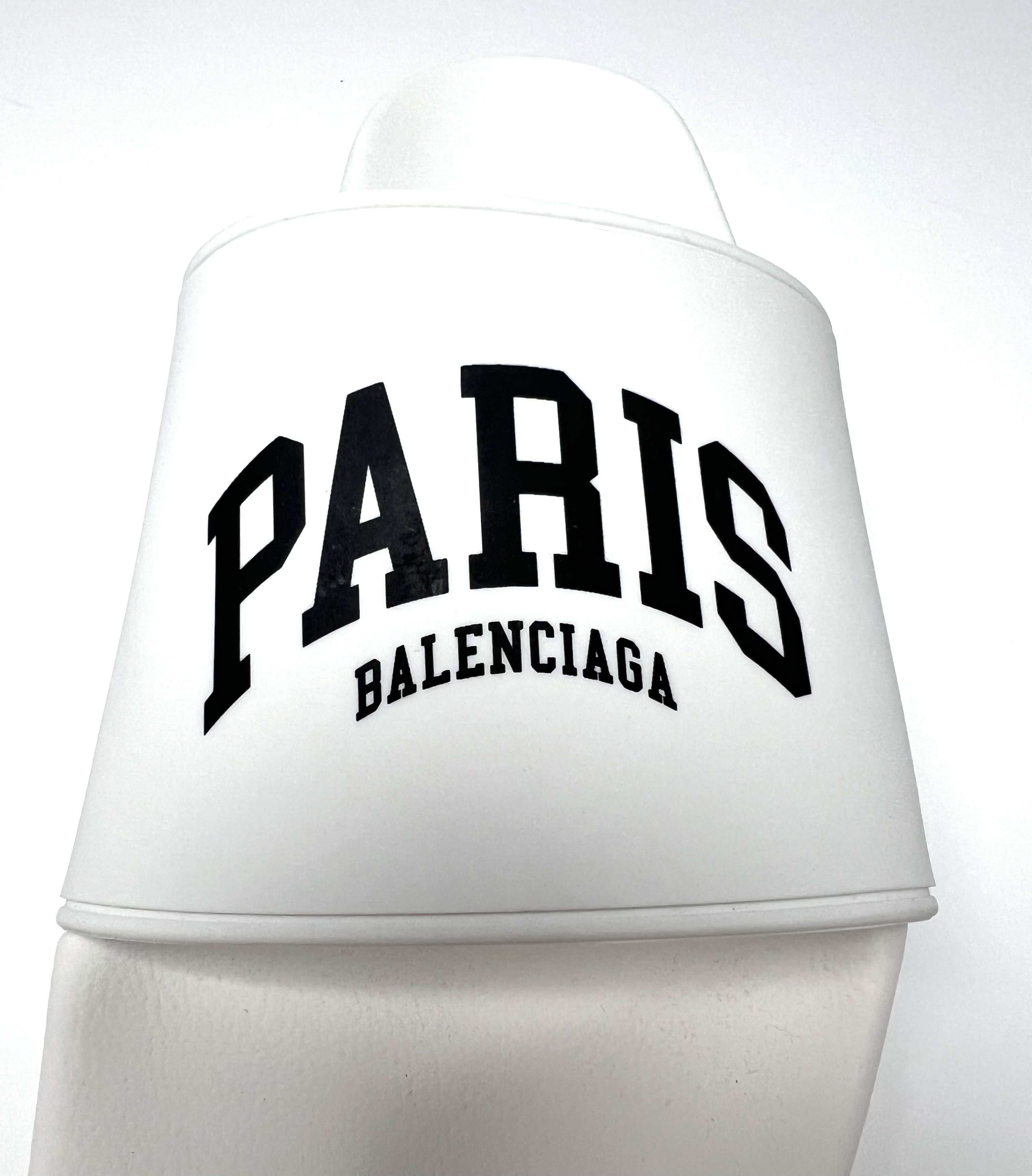 Balenciaga NEW, BALENCIAGA W/ LOGO DESIGN MENS RUBBER SLIDES Size US 12 / EU 45 - 14 Thumbnail