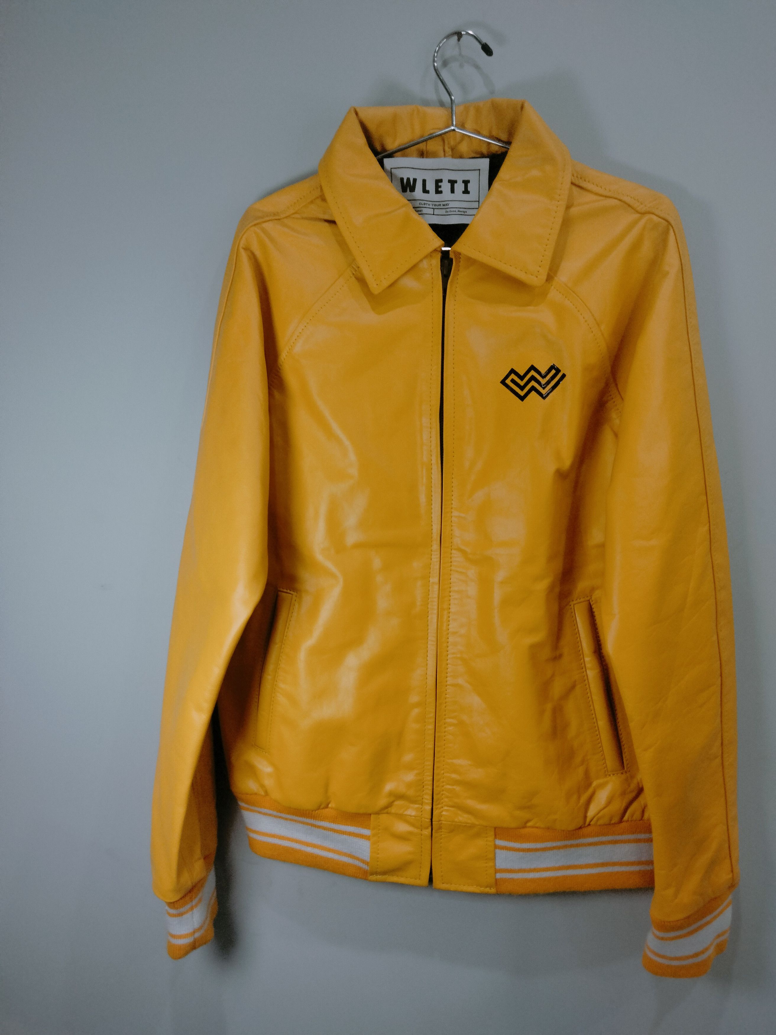 Vintage 🧥 WLETI Premium Yellow Sheep Leather Jacket Size US M / EU 48-50 / 2 - 1 Thumbnail