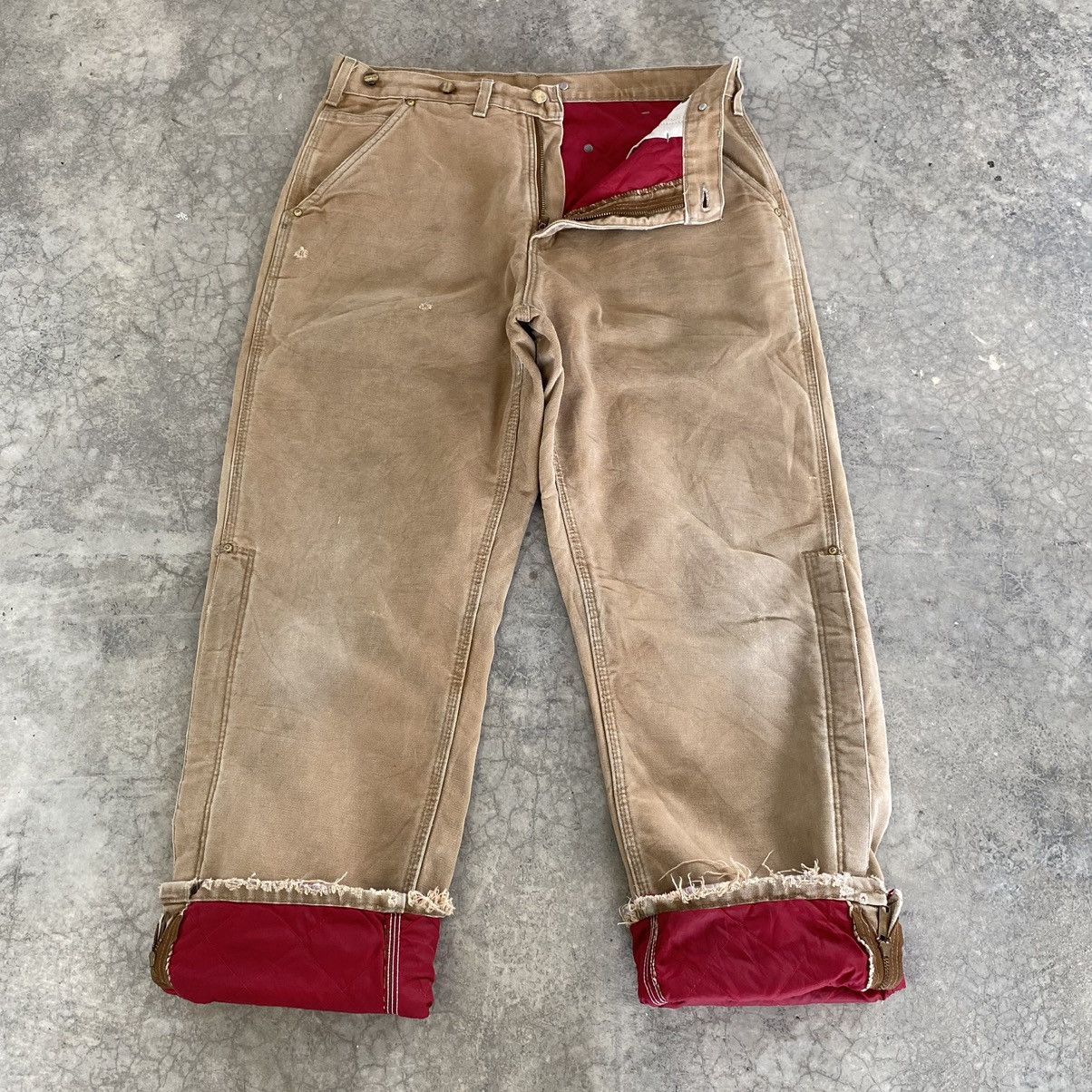 Carhartt VTG Carhartt Insolation Lined Faded Tan Workwear Pants Size US 33 - 1 Thumbnail