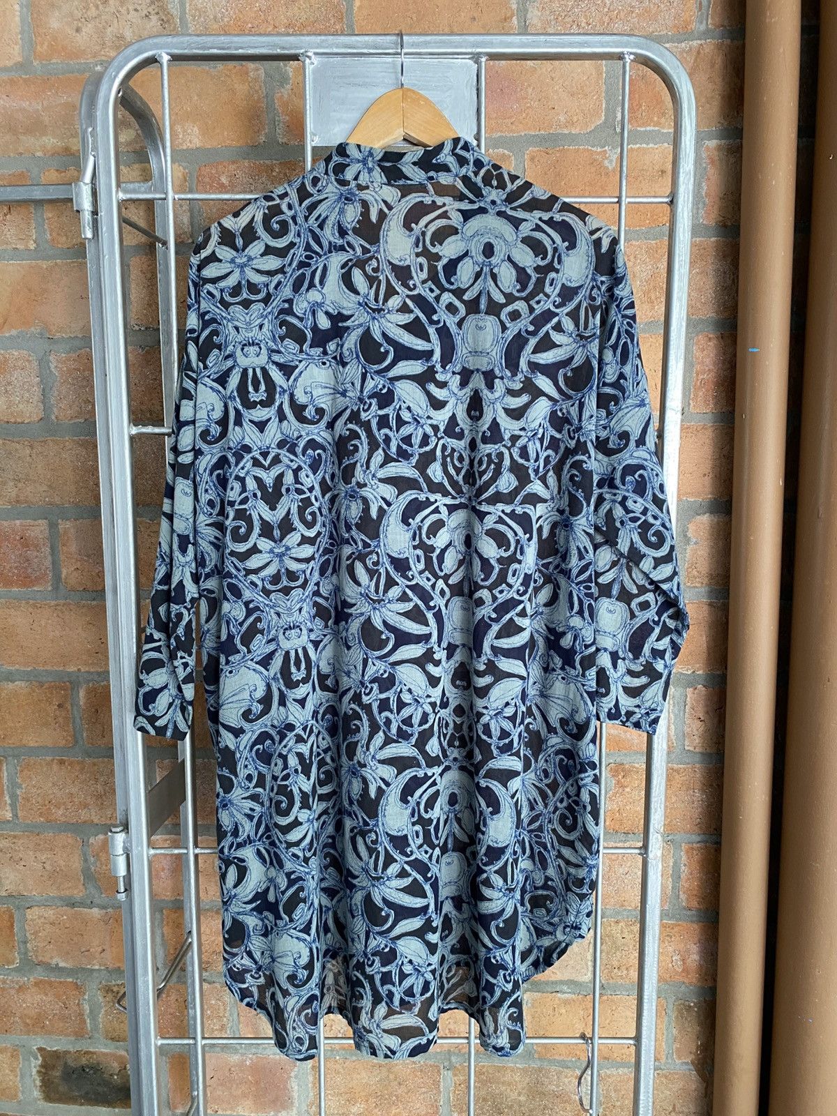 Issey Miyake Plantation Sheer Black Floral Tunic Top Size M / US 6-8 / IT 42-44 - 2 Thumbnail