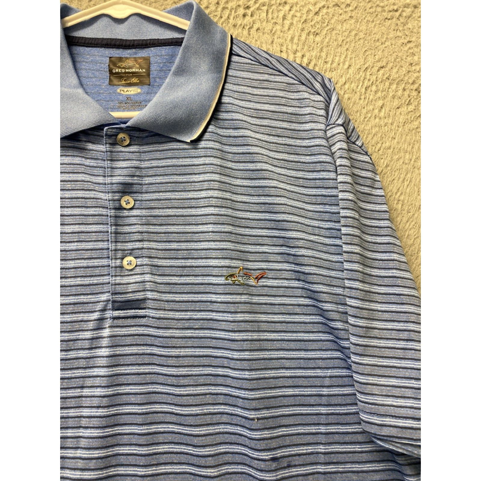 Vintage Norman Shirt Men XL Striped Polyester Golf Tasso Elba Polo/60-39 Size US XL / EU 56 / 4 - 2 Thumbnail