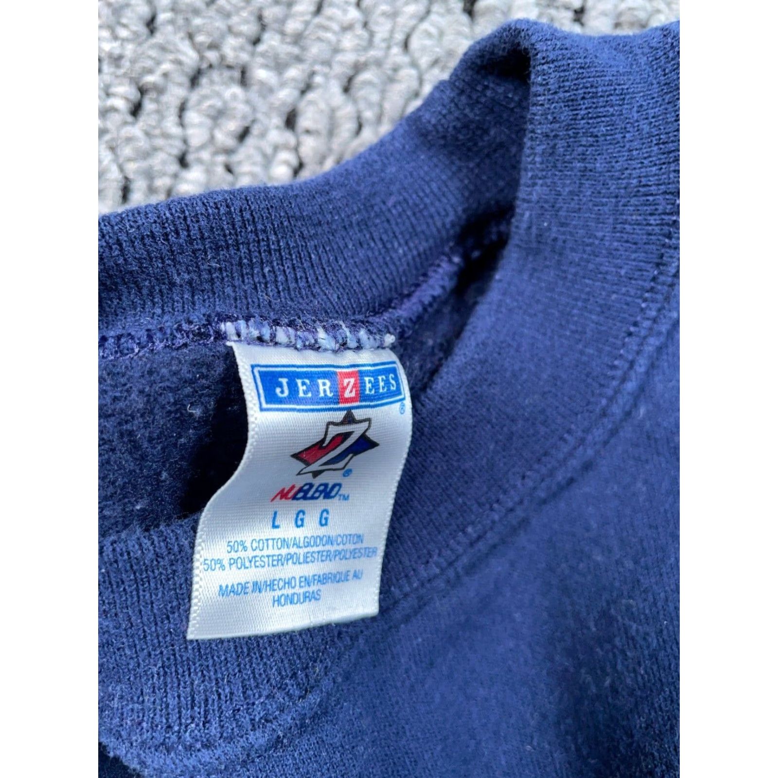 Jerzees JERZEES Sweatshirt Hunter’s Nightmare Deer Print Blue 50-50 Adult Large 90s Nature Animals Mens Pullover Crew Neck Size US L / EU 52-54 / 3 - 3 Thumbnail