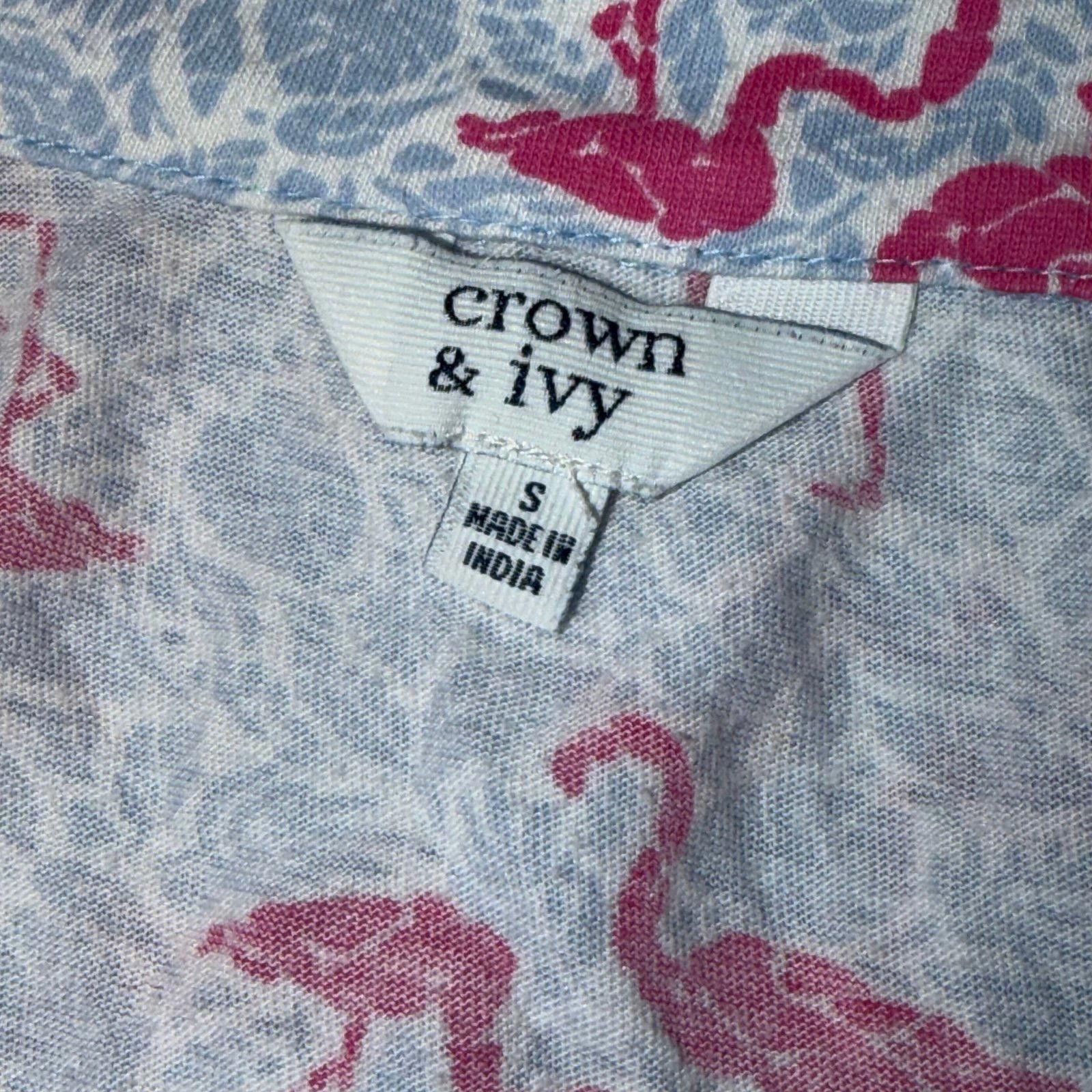 Other Crown & Ivy Small Flamingo Print Capri Pajama Set Size ONE SIZE - 4 Thumbnail