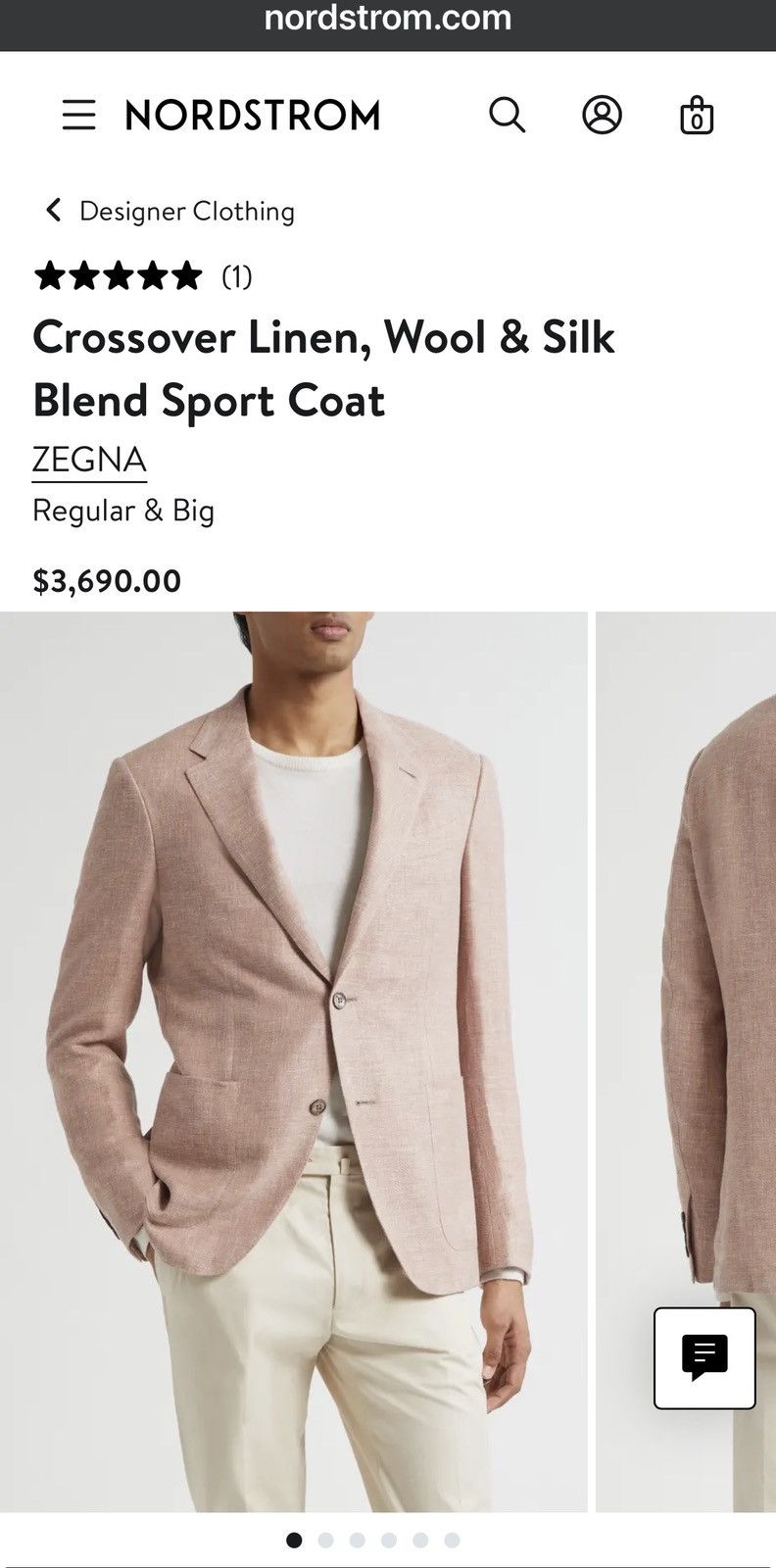 Ermenegildo Zegna Zegna Crossover Fairway linen, wool & silk blend sport coat Size 46R - 2 Thumbnail