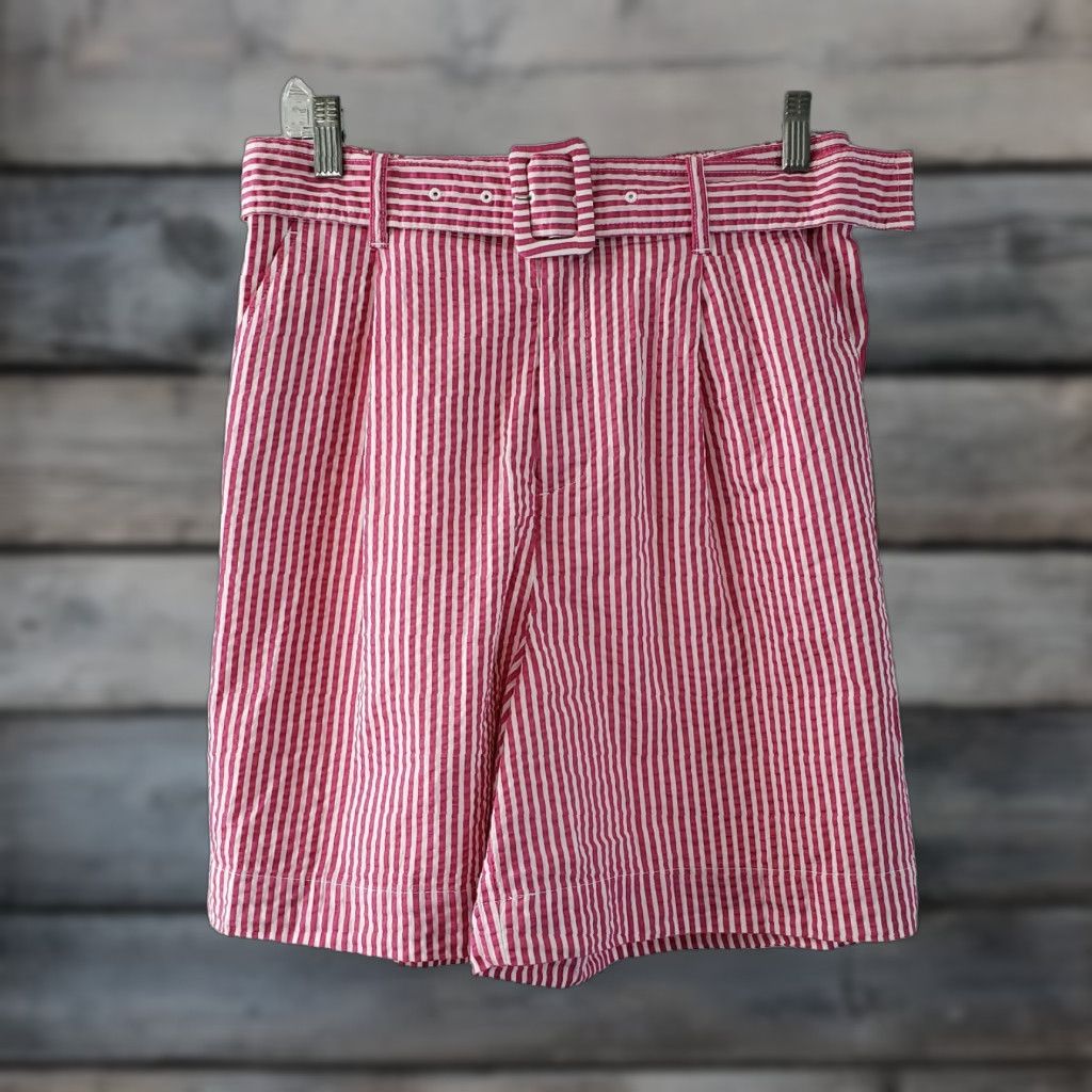 Vintage A New Day Womens Shorts Belted High Rise 13.5" Rise Cotton Pink White Striped Size M S/M Casual Womens Size 28" / US 6 / IT 42 - 1 Thumbnail