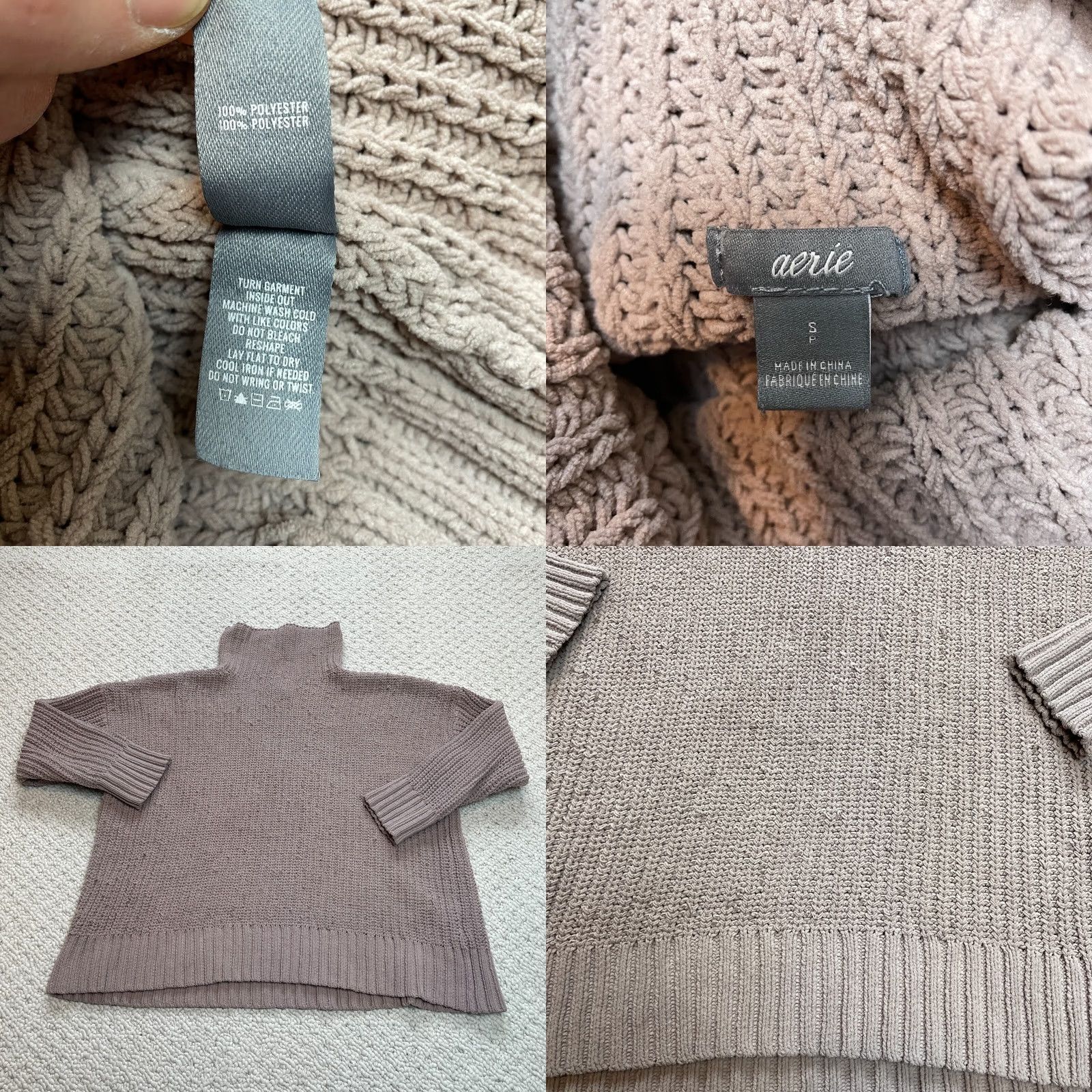 Vintage Aerie by American Eagle Sweater Womens Small Purple Turtleneck Knit Polyester Shirt Size S / US 4 / IT 40 - 8 Thumbnail