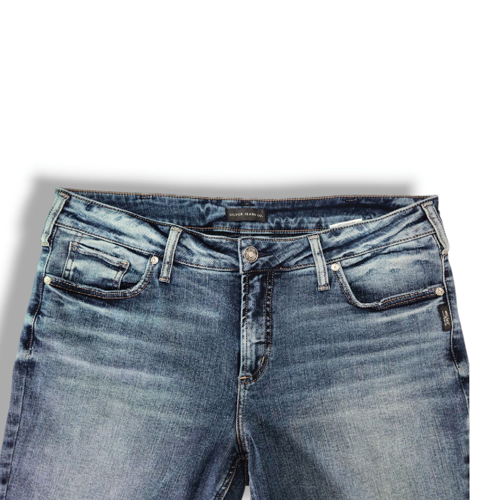 Silver Jeans Co. Silver Jeans Elyse Custom Split Hem Straight Jeans Sz. 34x32 Size 34" / US 12 / IT 48 - 4 Thumbnail