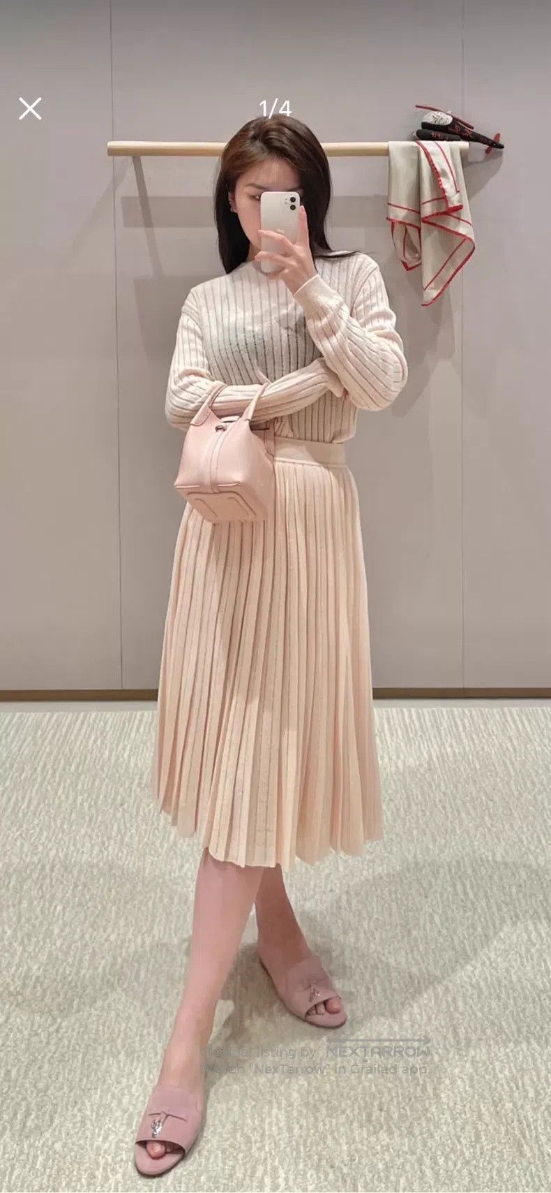 Loro Piana Loro Piana size XL Cherry Blossom Pink Cashmere Pleated Ski Size 22" - 1 Thumbnail